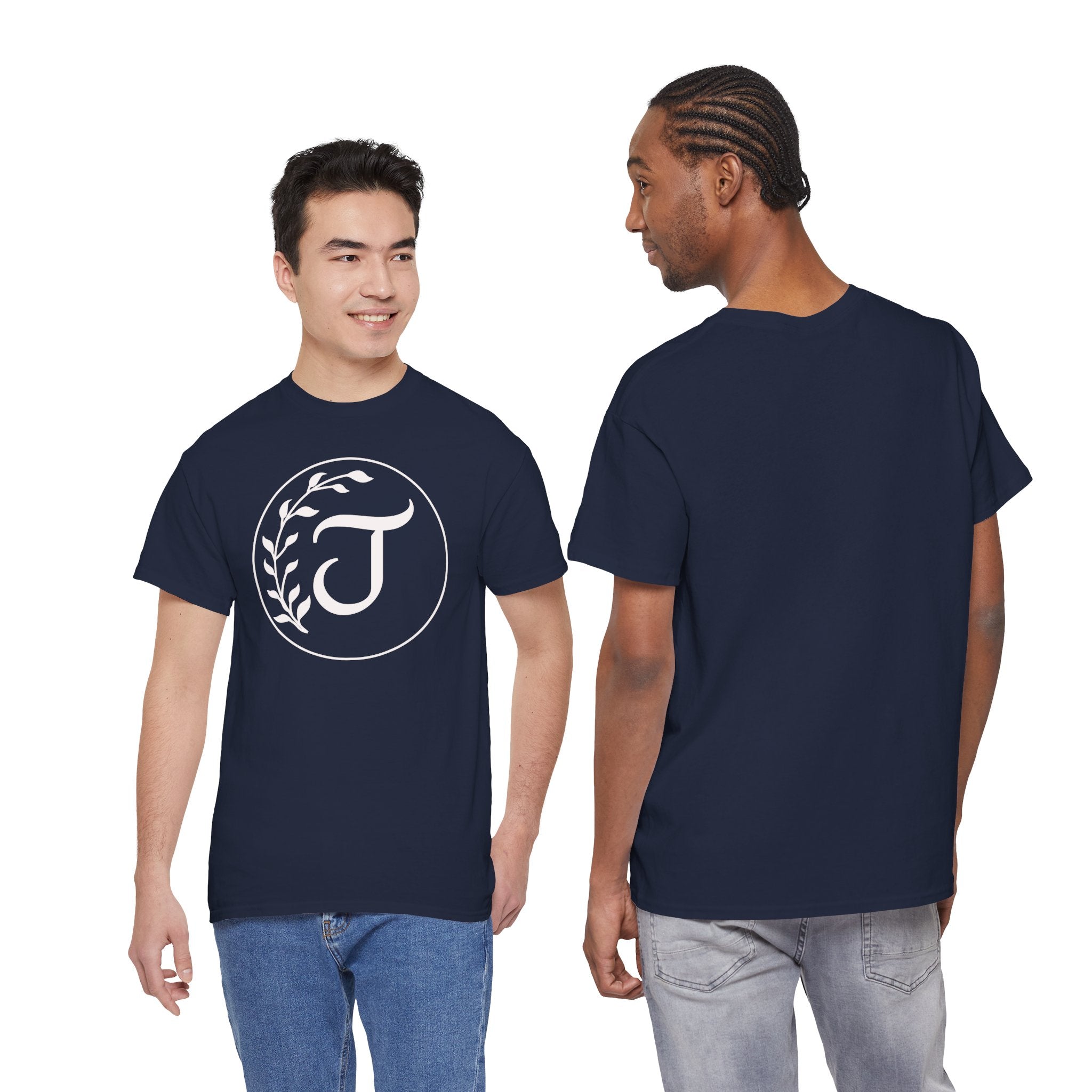 White Tee with Subtle "Floral J " Jesus Christ "— Minimalist Japanese Character T-Shirt
