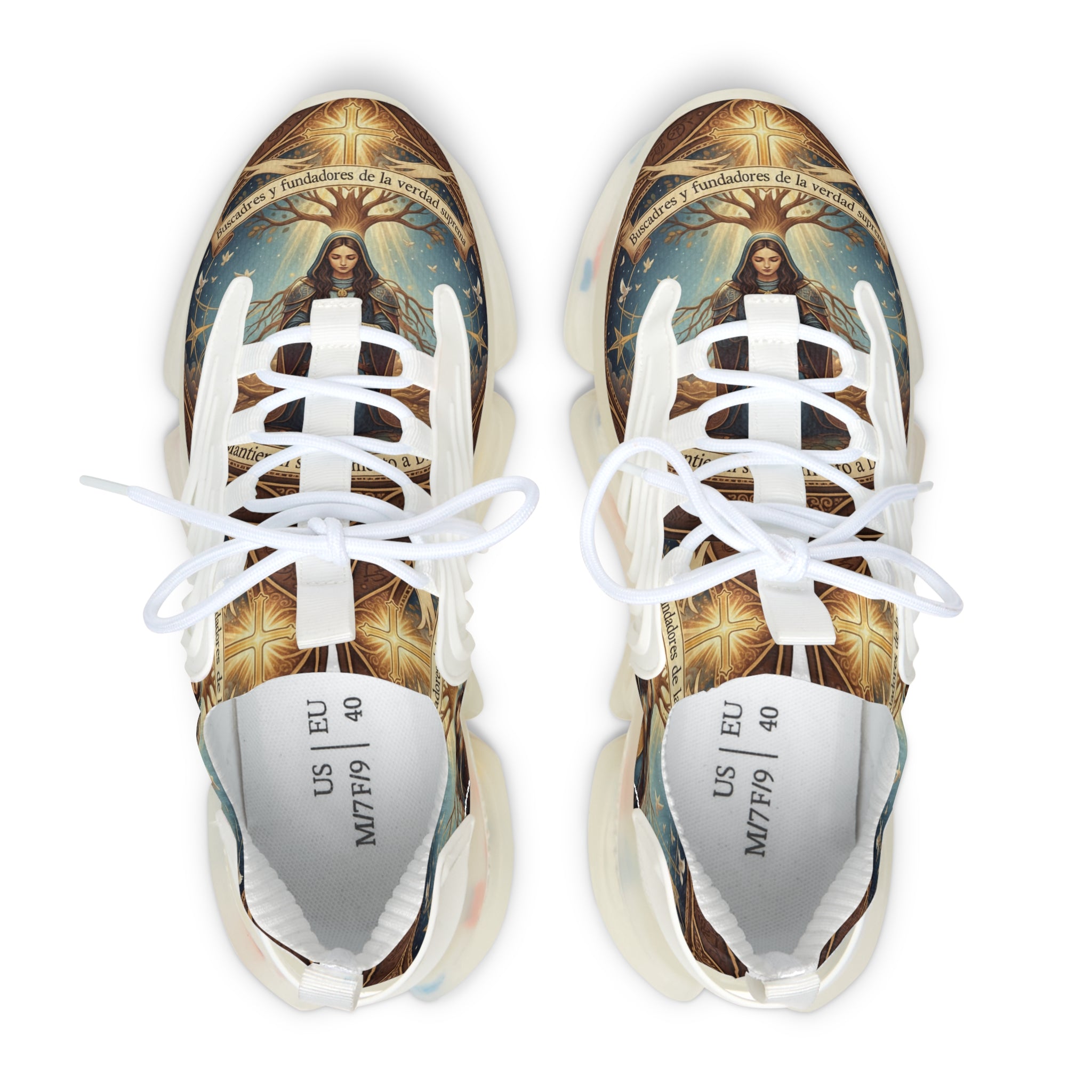 Women's Mesh Sneakers —" Buscadres y Fundadores De La Verdad Suprima"Inspirational Jesus Graphic Women’s Athletic Shoes