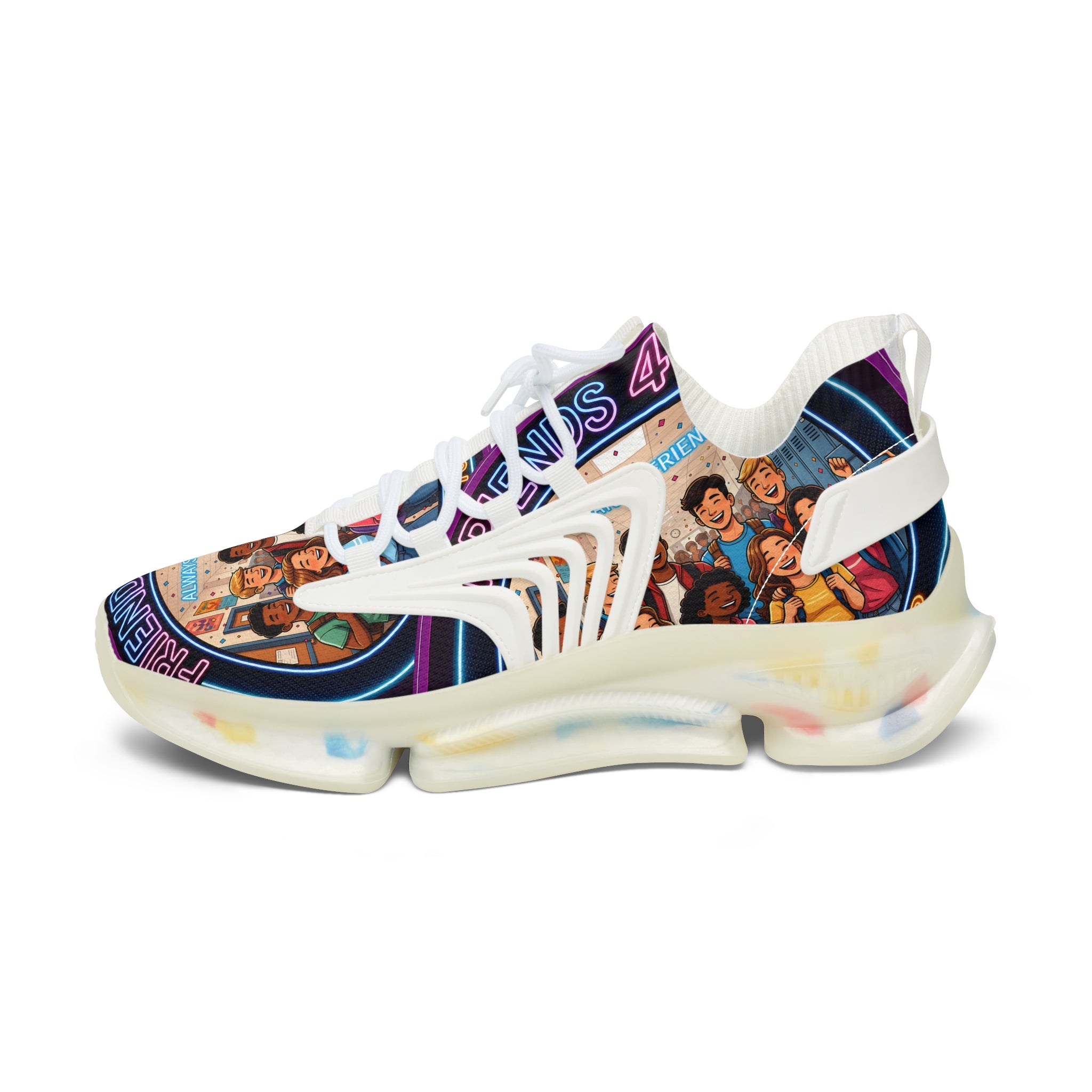 Mesh Sneakers — 'Friends 4Ever' Retro Group Photo Graphic Women's Athletic Shoes