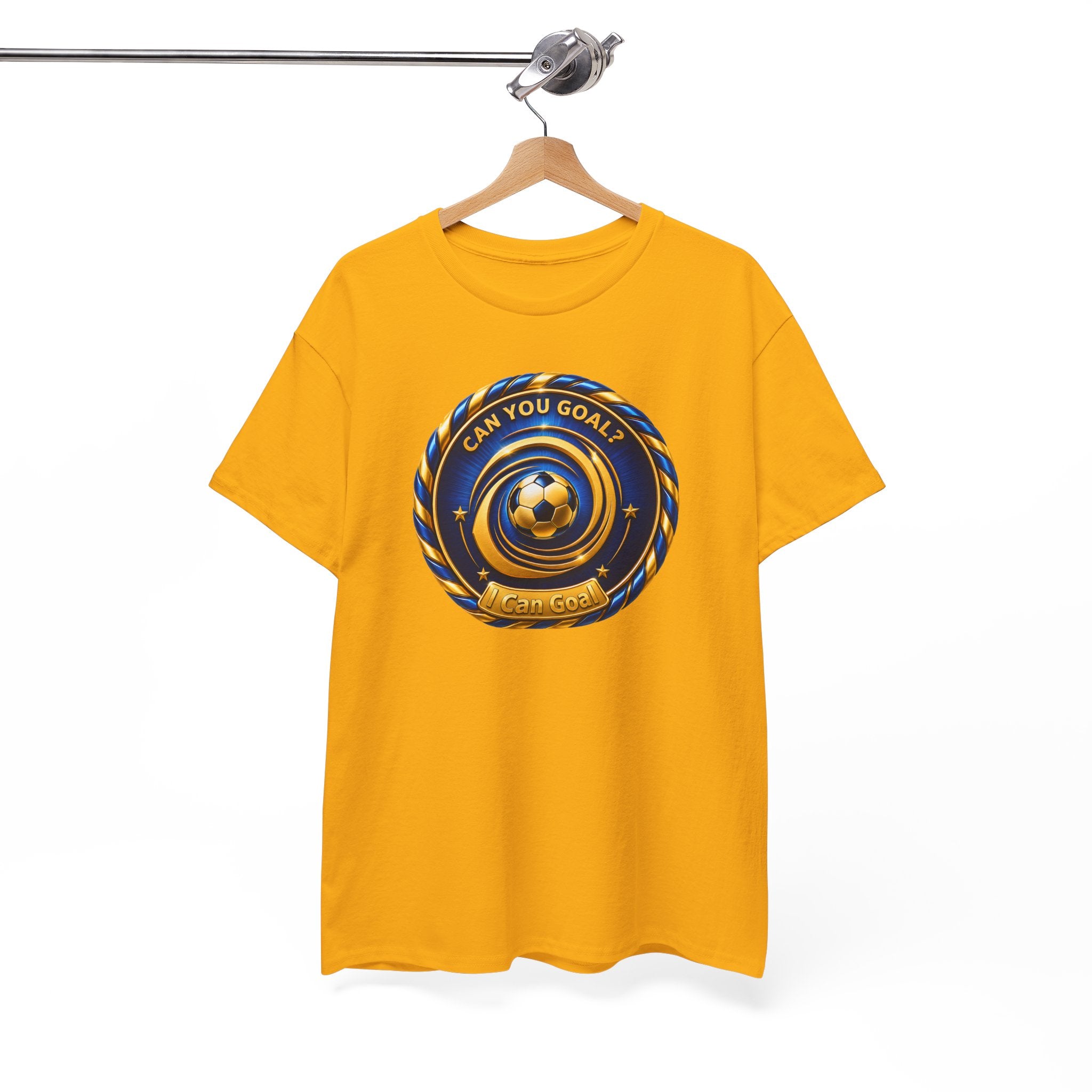 Soccer Badge Tee — "Can You Goal?" Graphic Soccer Shirt