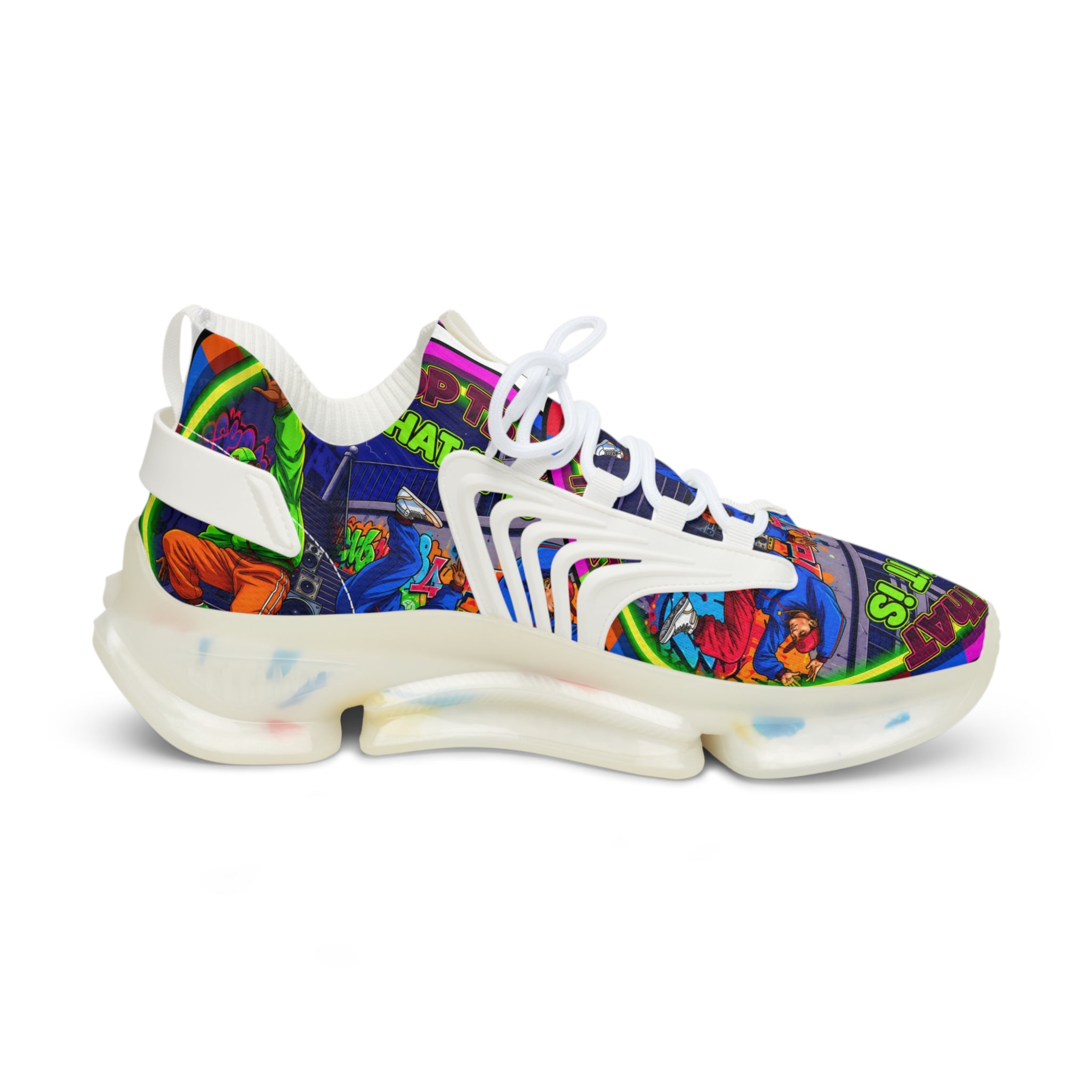 Men's Mesh Sneakers — " Top That What It Is" Colorful Comic Pop Art Graphic Athletic Shoes