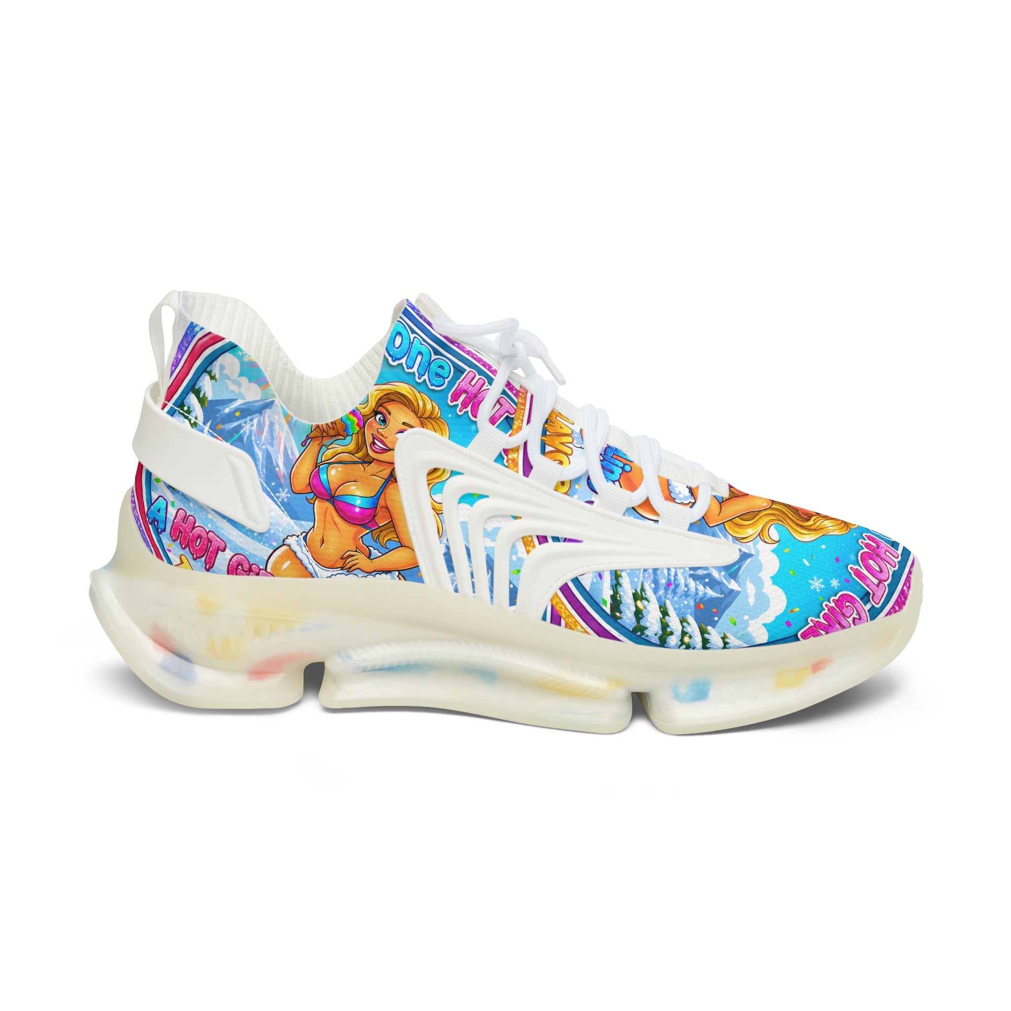 Women’s Mesh Sneakers — "Snow Cone Hot Girl "Colorful Mermaid Graphic Athletic Shoes