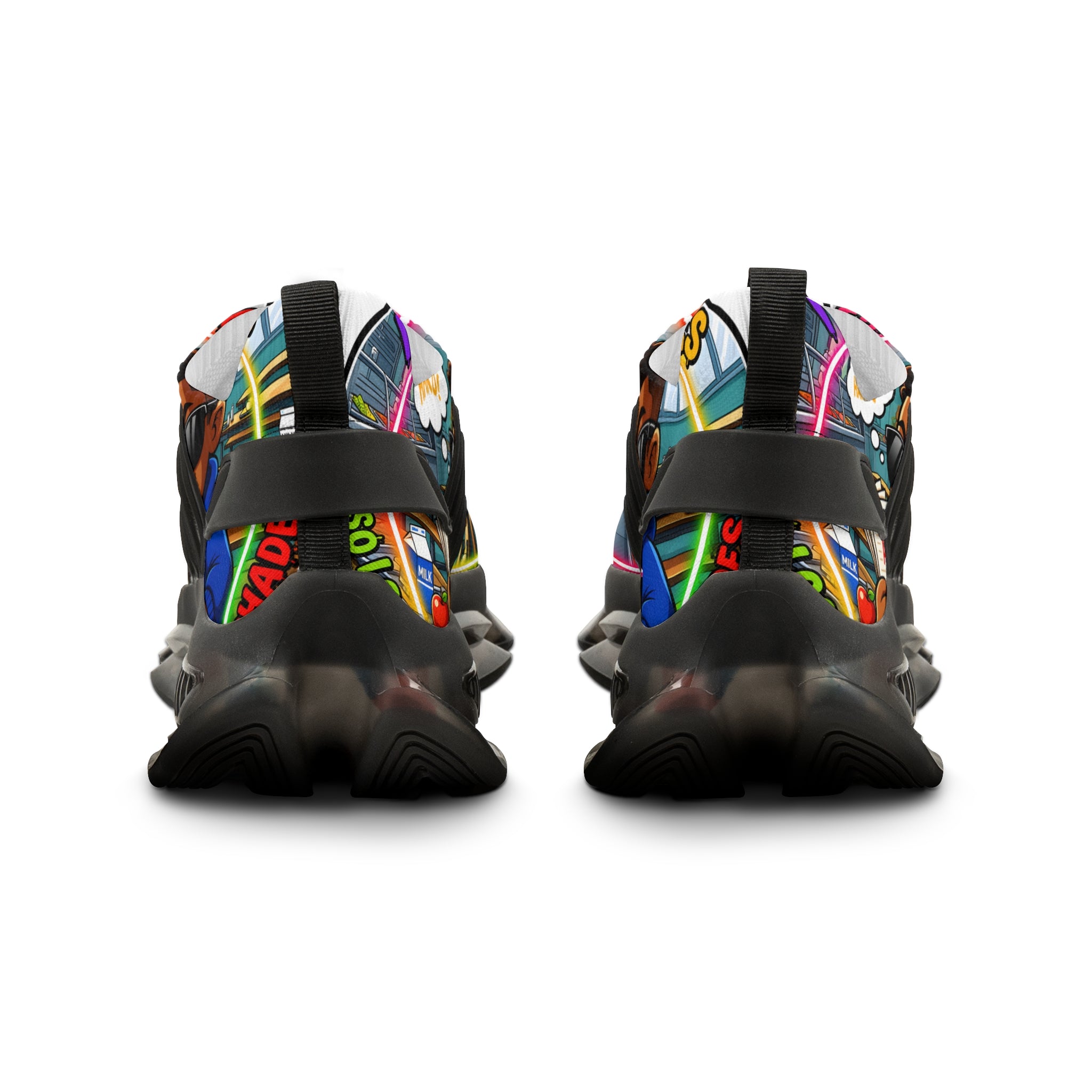 Men's Mesh Sneakers — "I Have To Get Good Grades" Colorful Urban Cartoon Print Athletic Shoes
