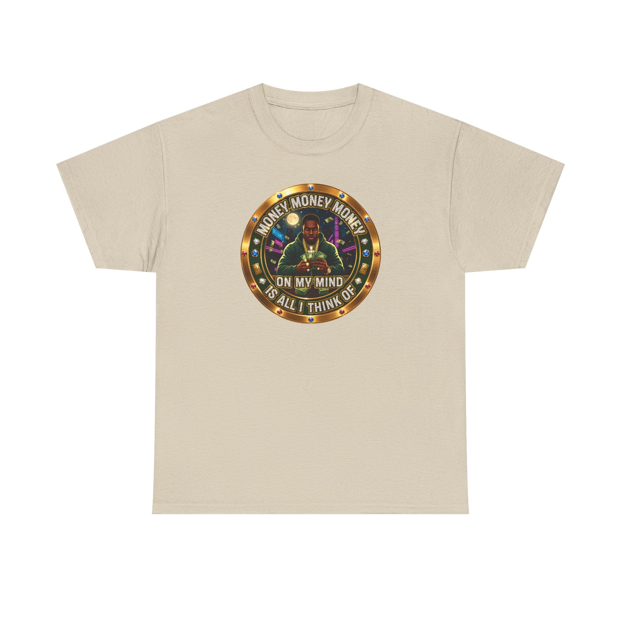 "Money On My Mind" Graphic Tee — Retro Casino Coin Design