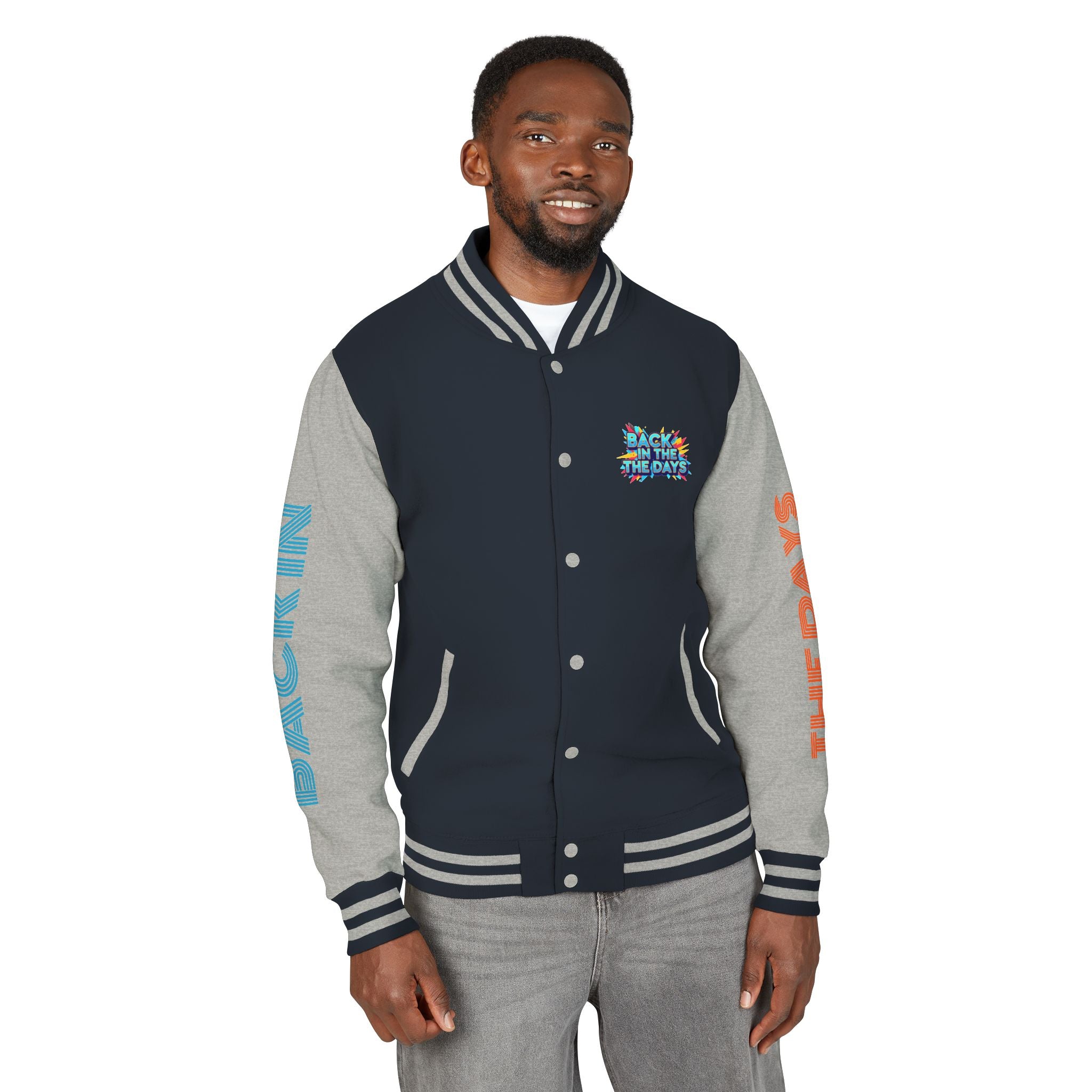 Letterman Jacket — "Back in the Days" Retro Graphic Bomber