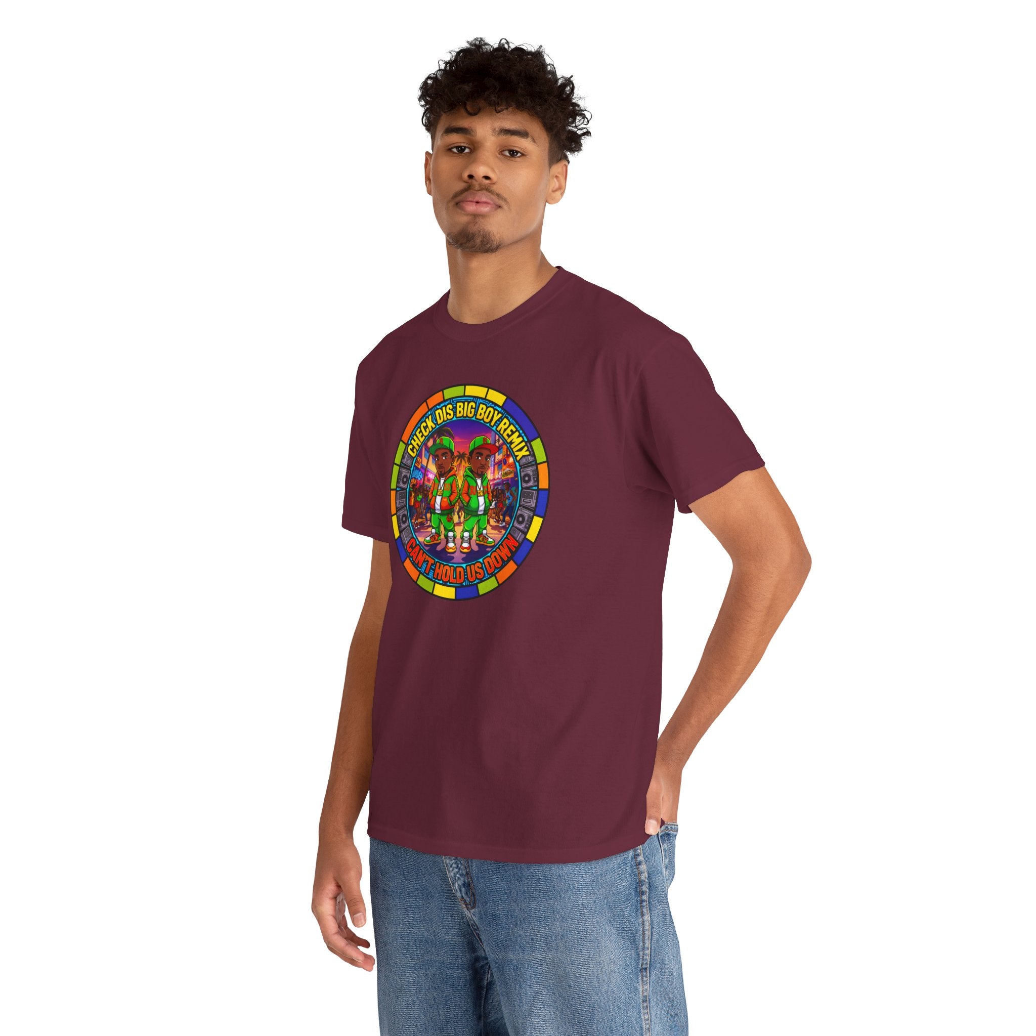 T-Shirt — "Check Dis Big Boy Remix" Colorful Cartoon Grap6hic Tee