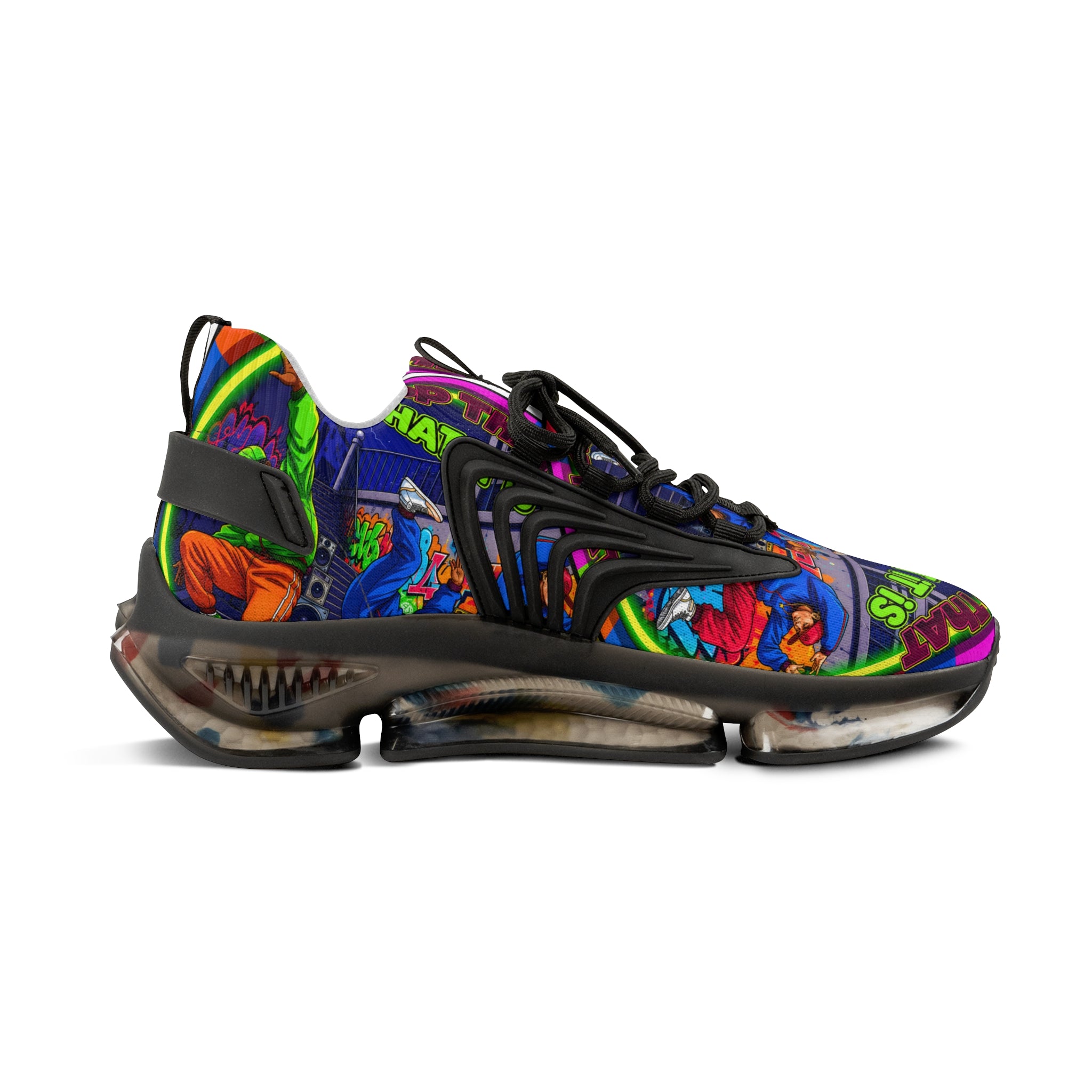 Men's Mesh Sneakers — " Top That What It Is" Colorful Comic Pop Art Graphic Athletic Shoes