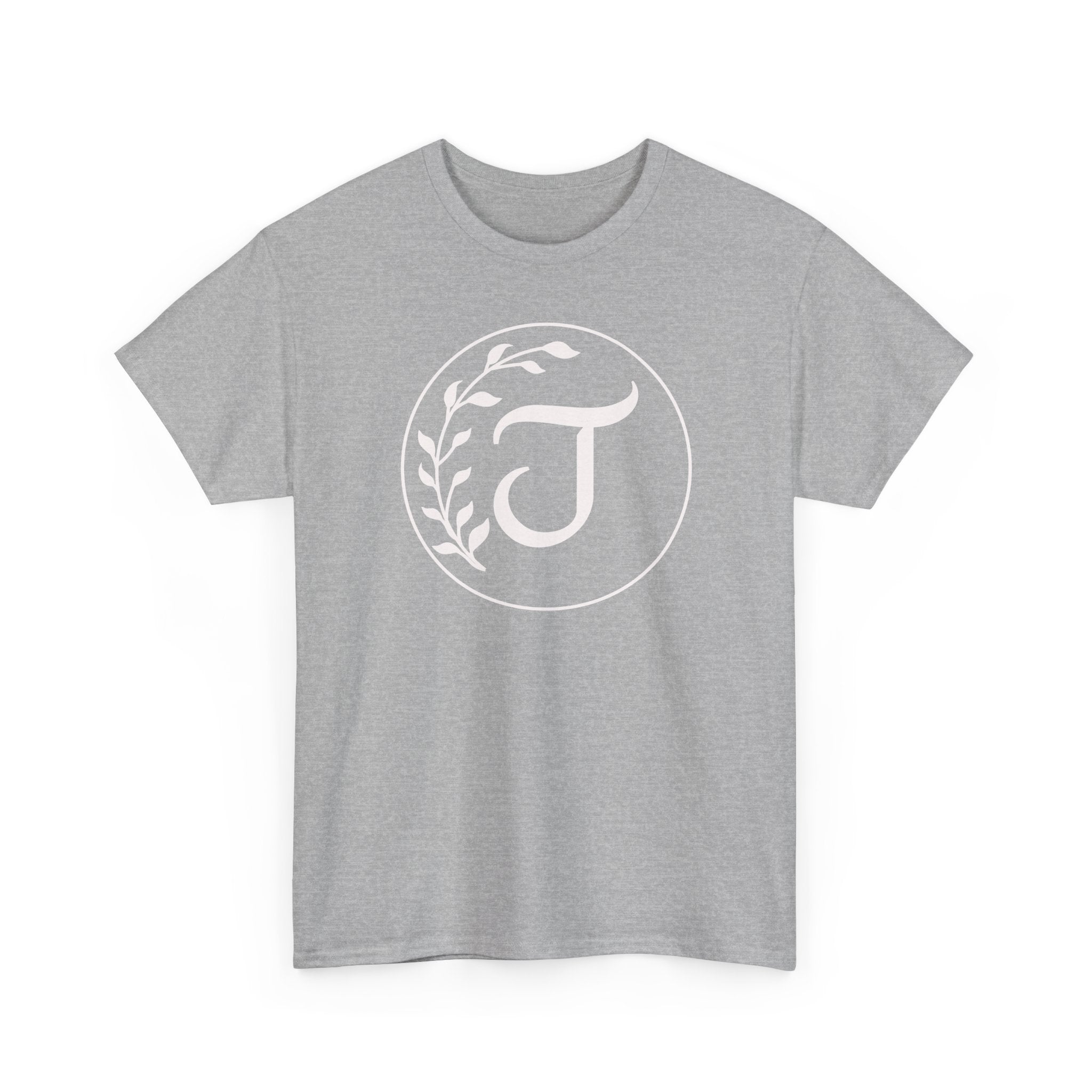 White Tee with Subtle "Floral J " Jesus Christ "— Minimalist Japanese Character T-Shirt