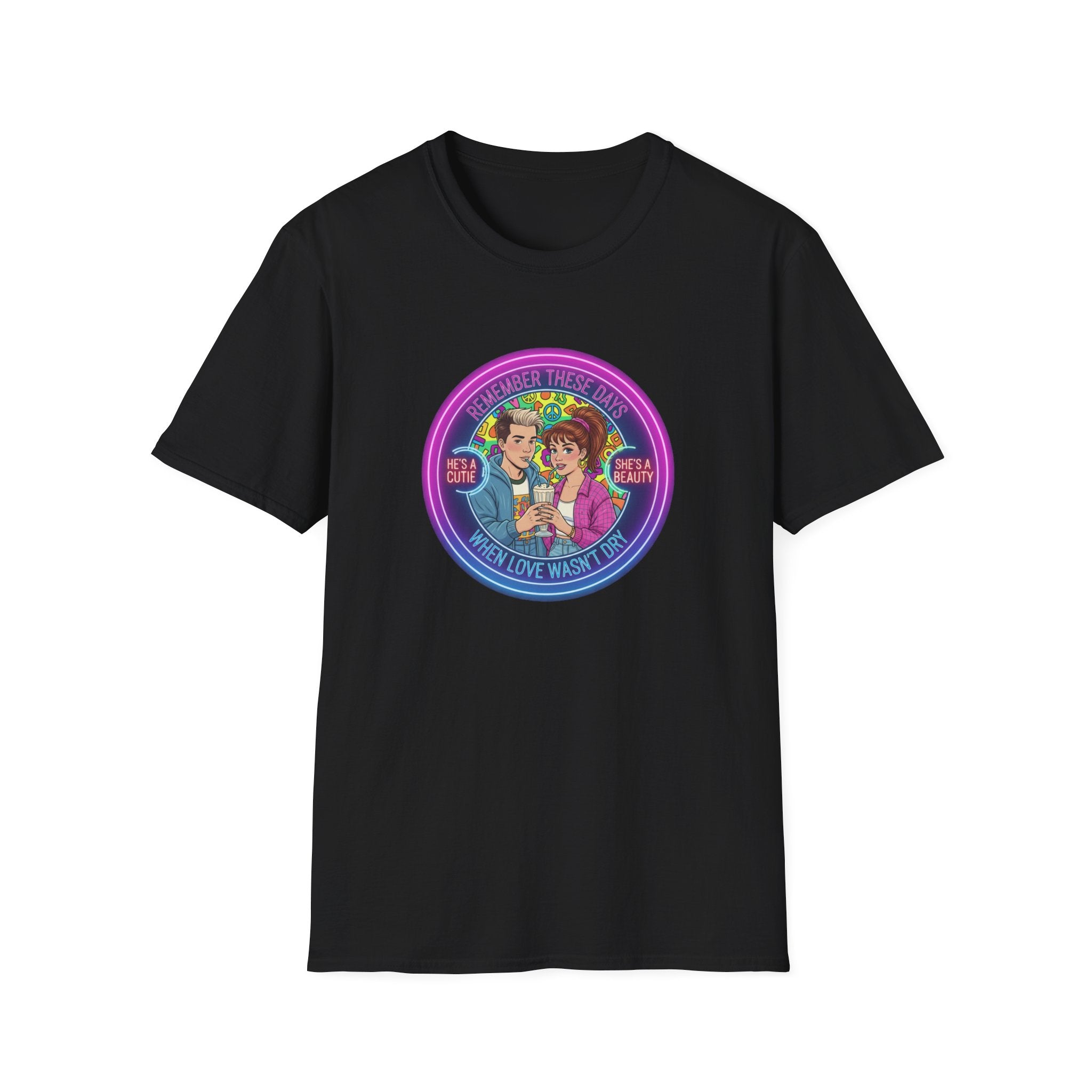 Retro Pride Couple T-Shirt — "I Love What I Love" Rainbow Graphic