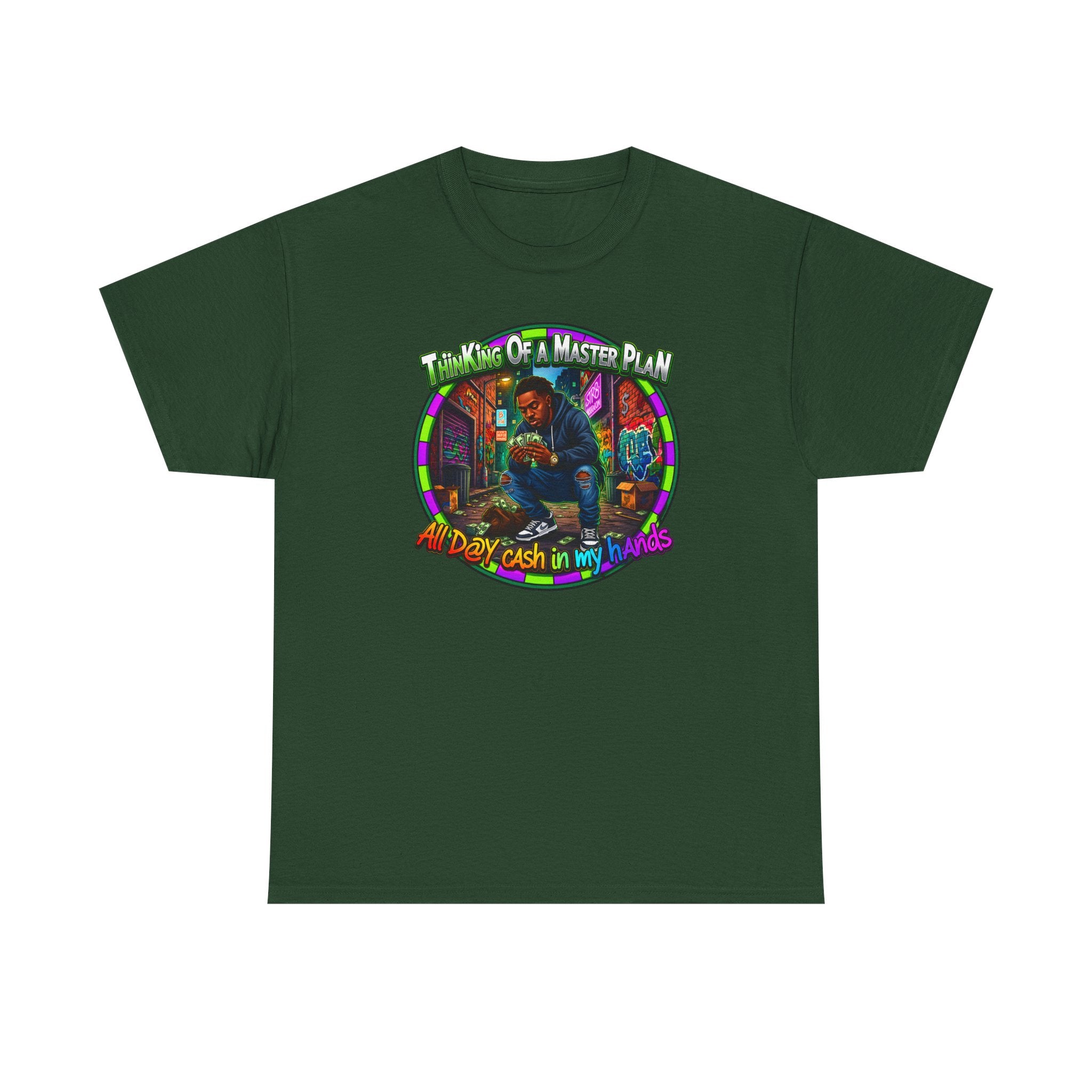 T-Shirt — "Thinking of a Master Plan" Colorful Retro Hip-Hop Graphic Tee