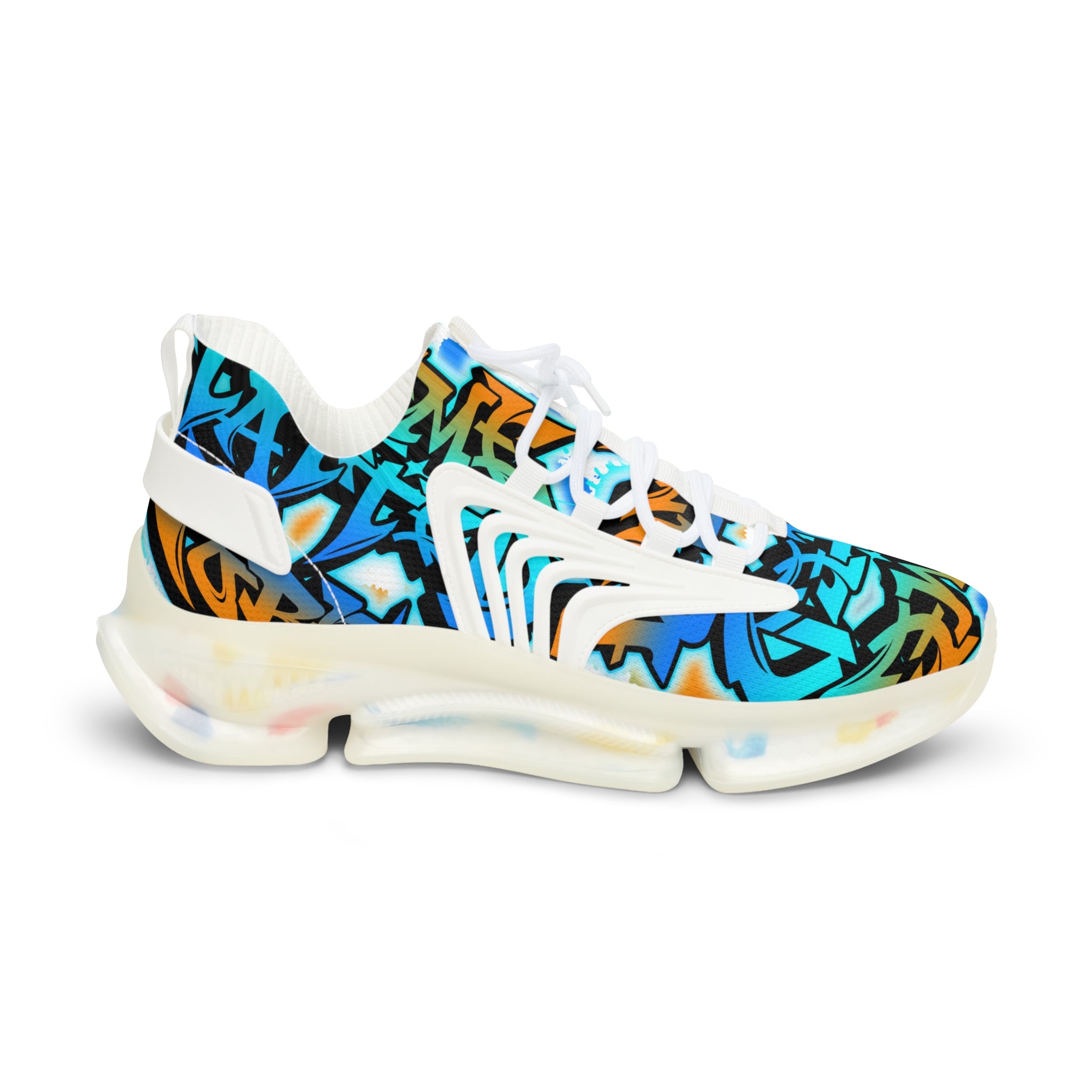 Mesh Sneakers —" Gamer Tatted Foreva" Graffiti Streetwear Athletic Shoes for Men