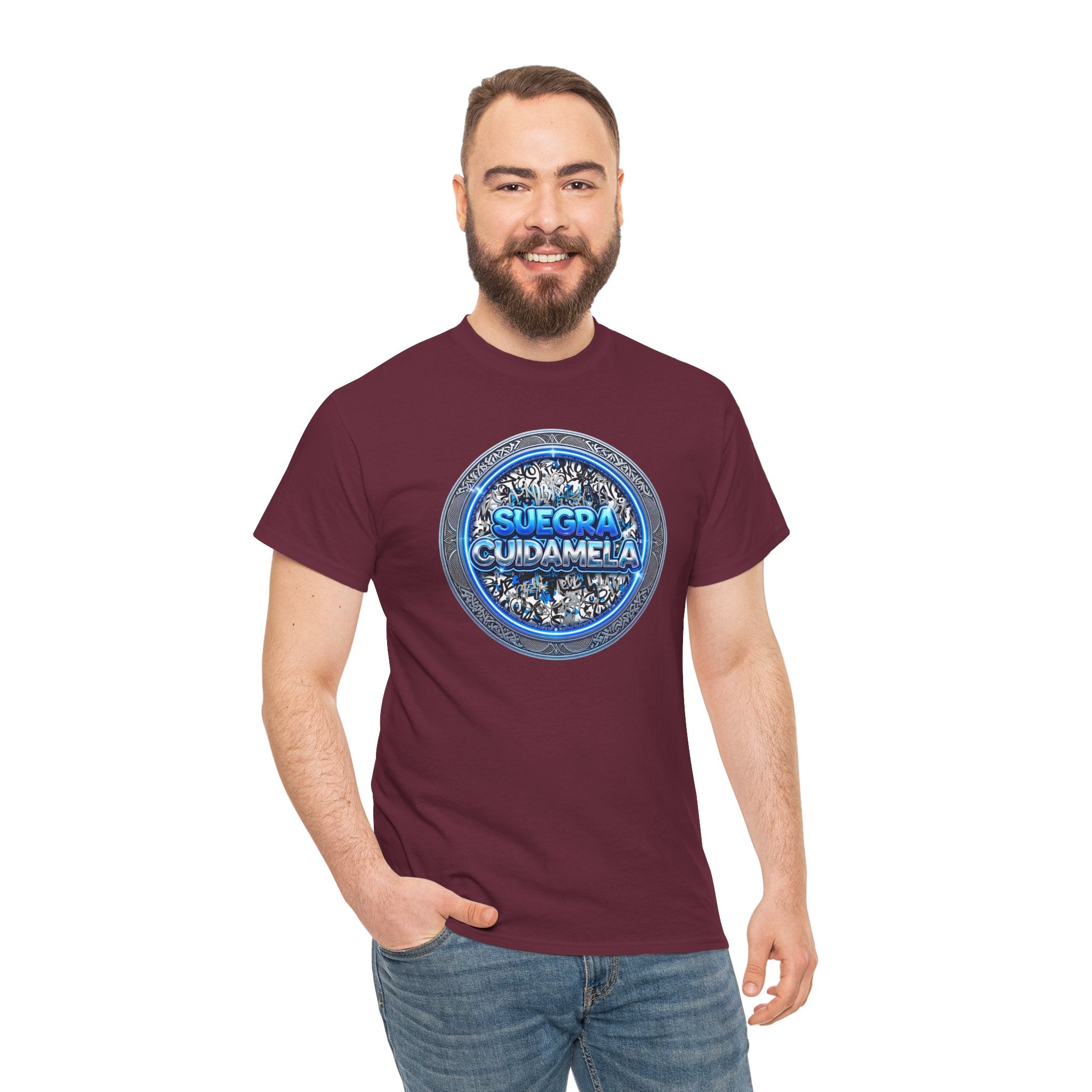 T-Shirt — Suegra Cuídame (Blue Floral Emblem)