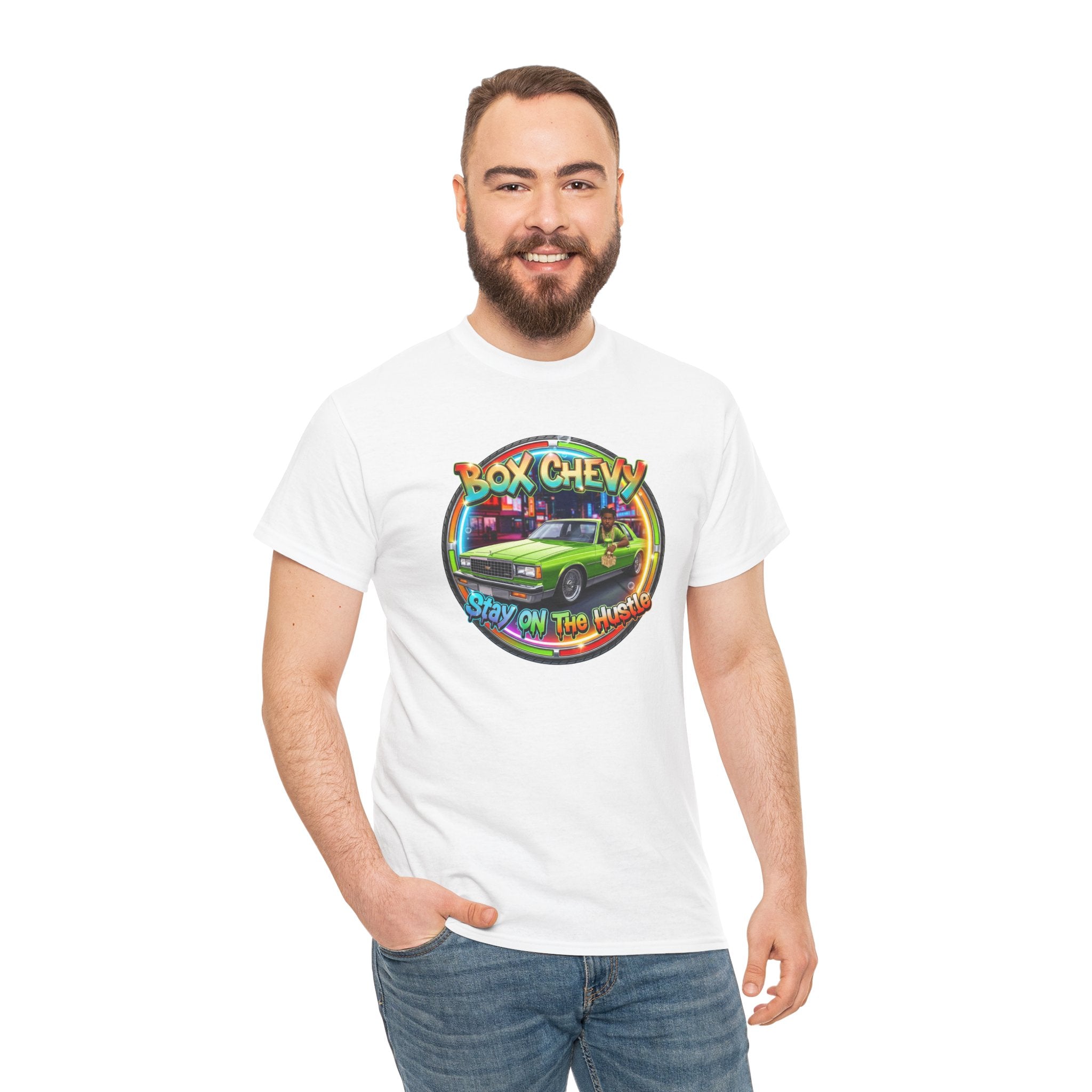 Vintage Chevy Truck Tee — "Box Chevy Stay On The Hustle" Retro Car Graphic Shirt