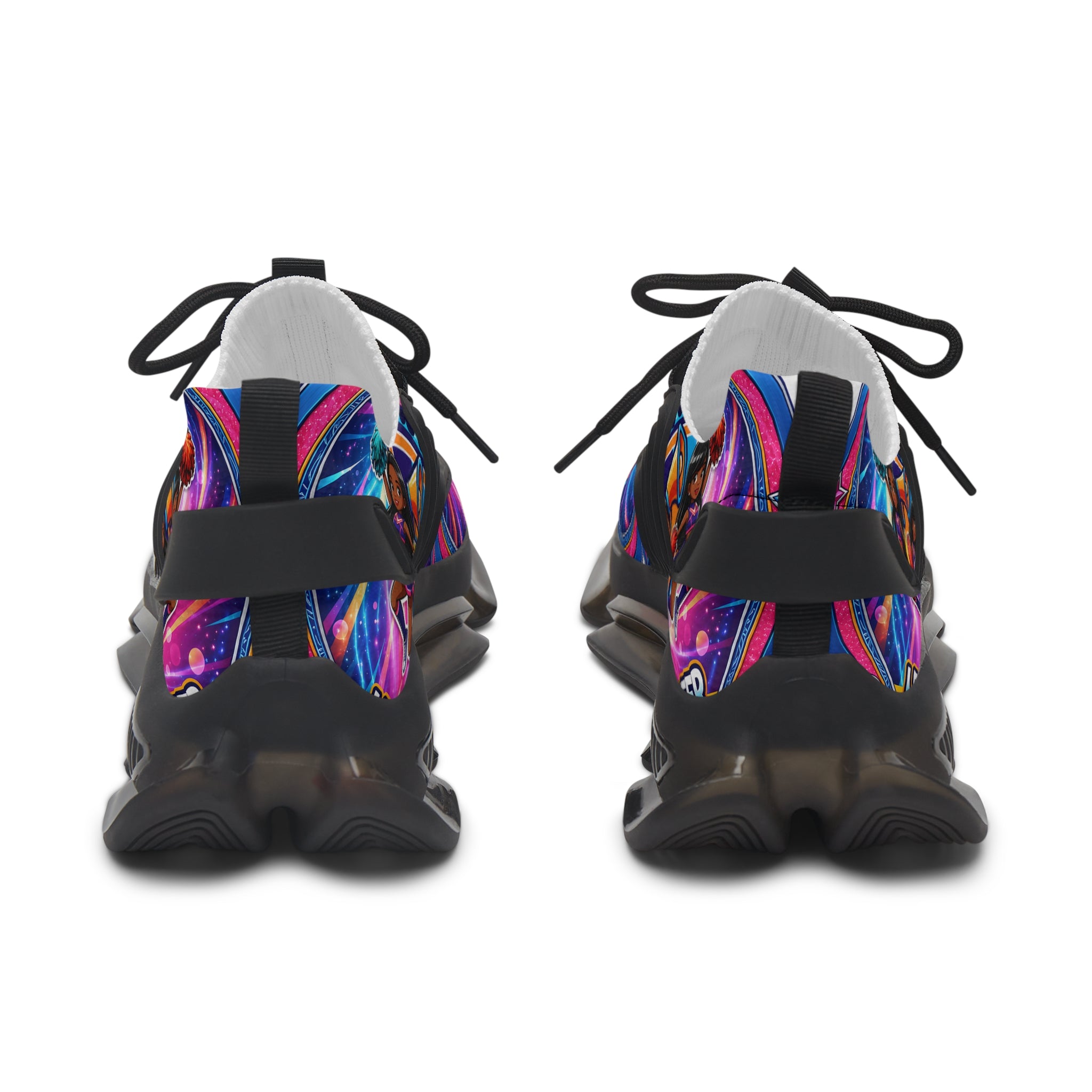 Women's Mesh Sneakers — Colorful Retro 'Can You Cheer' Graphic Athletic Shoes