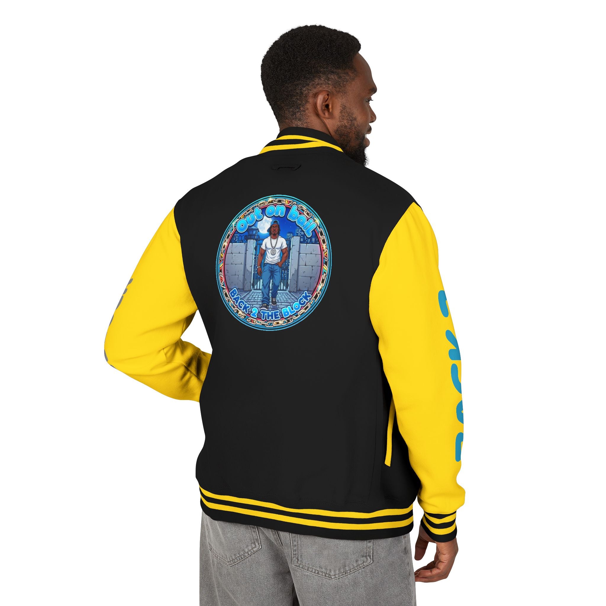 Letterman Jacket — 'Back 2 The Block' Retro Streetwear Patch Jacket