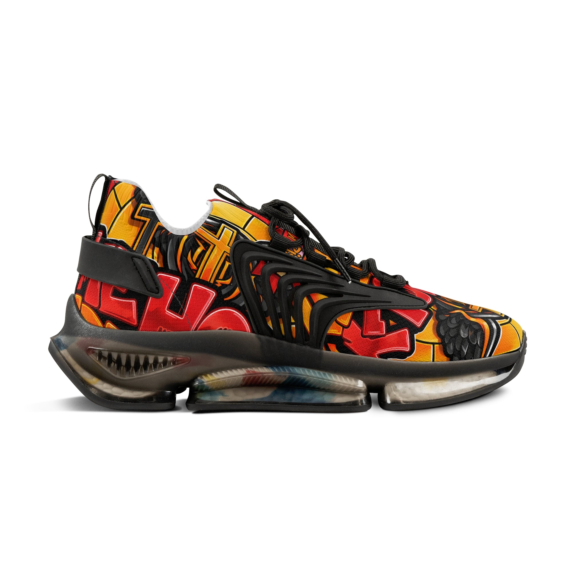 Men's Graphic Sneakers — "Holy Trinity " Bold Cross & Flame Athletic Shoes