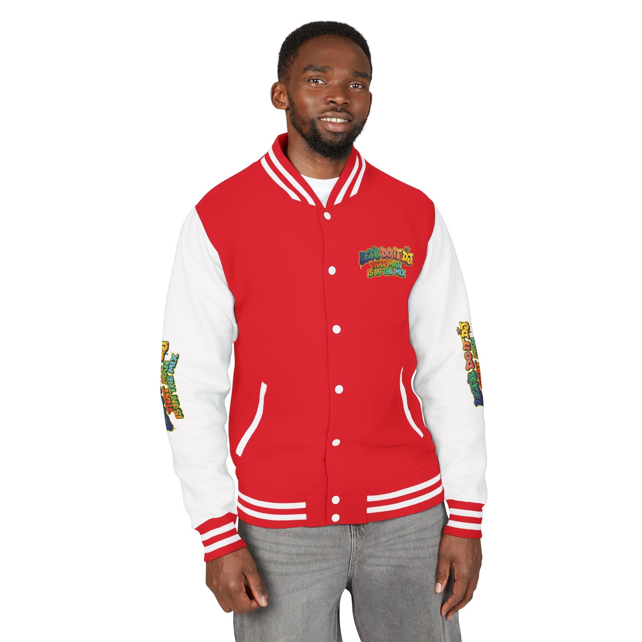 Letterman Jacket — 'Let's Do It' DJ Graphic Varsity Jacket