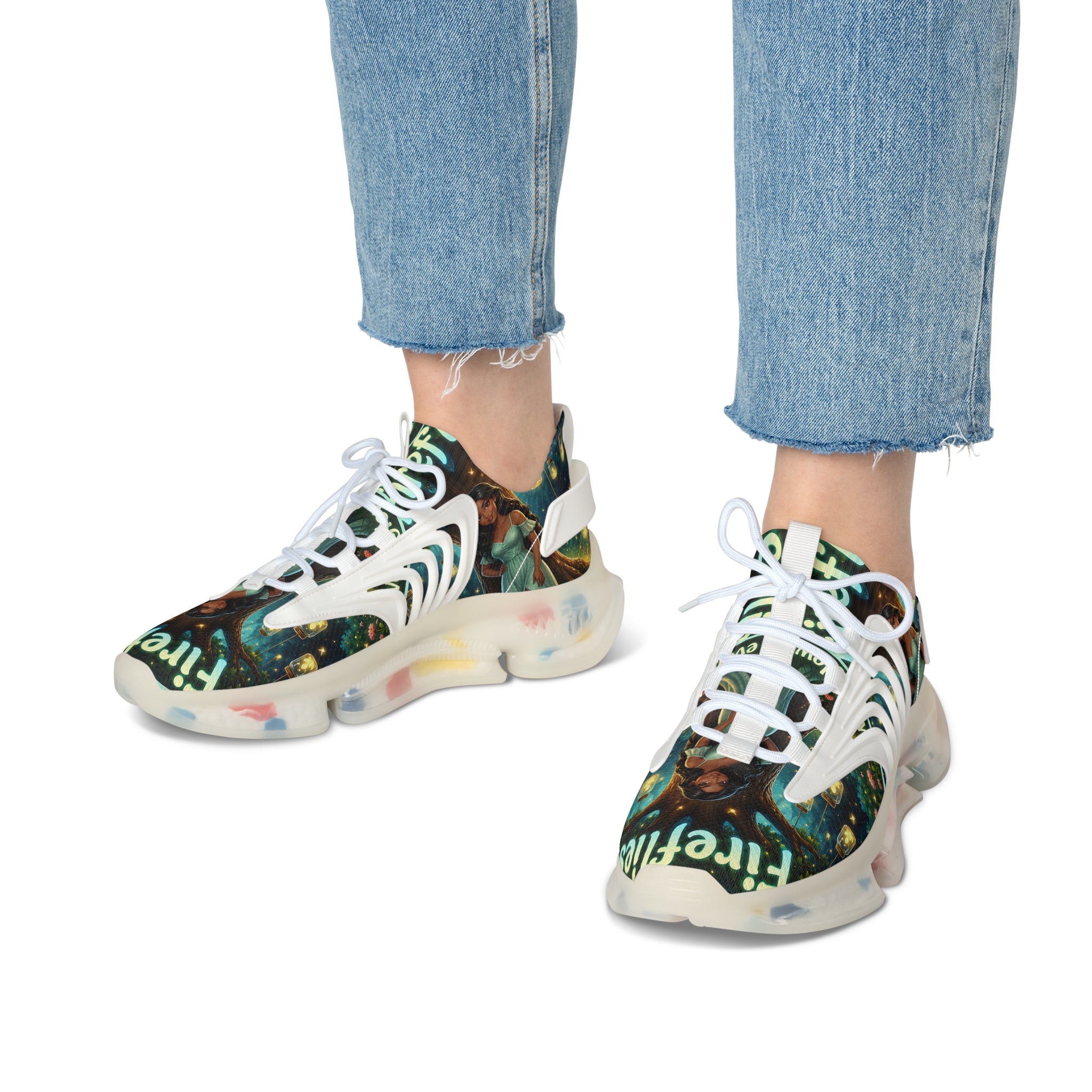Women’s Mesh Sneakers — ’Fireflies’ Artistic Fairy Graphic Lightweight Running Shoes