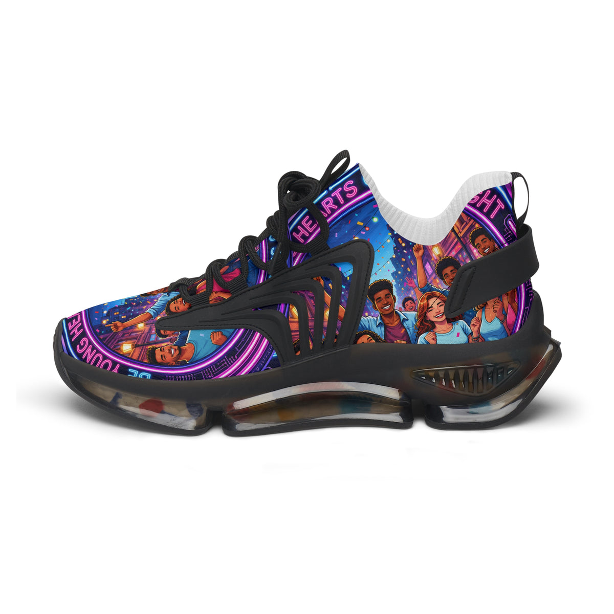 Women’s Mesh Sneakers — Colorful 'Be Young Of Hearts of the Night' Graphic Athletic Shoes