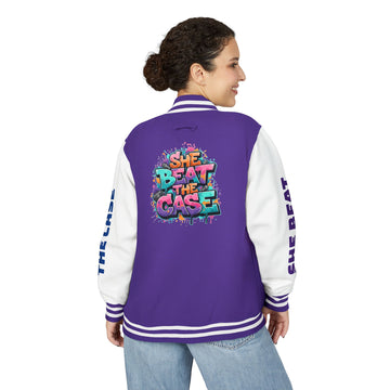 Letterman Jacket — “She Beat the Case” Colorful Graffiti Backprint