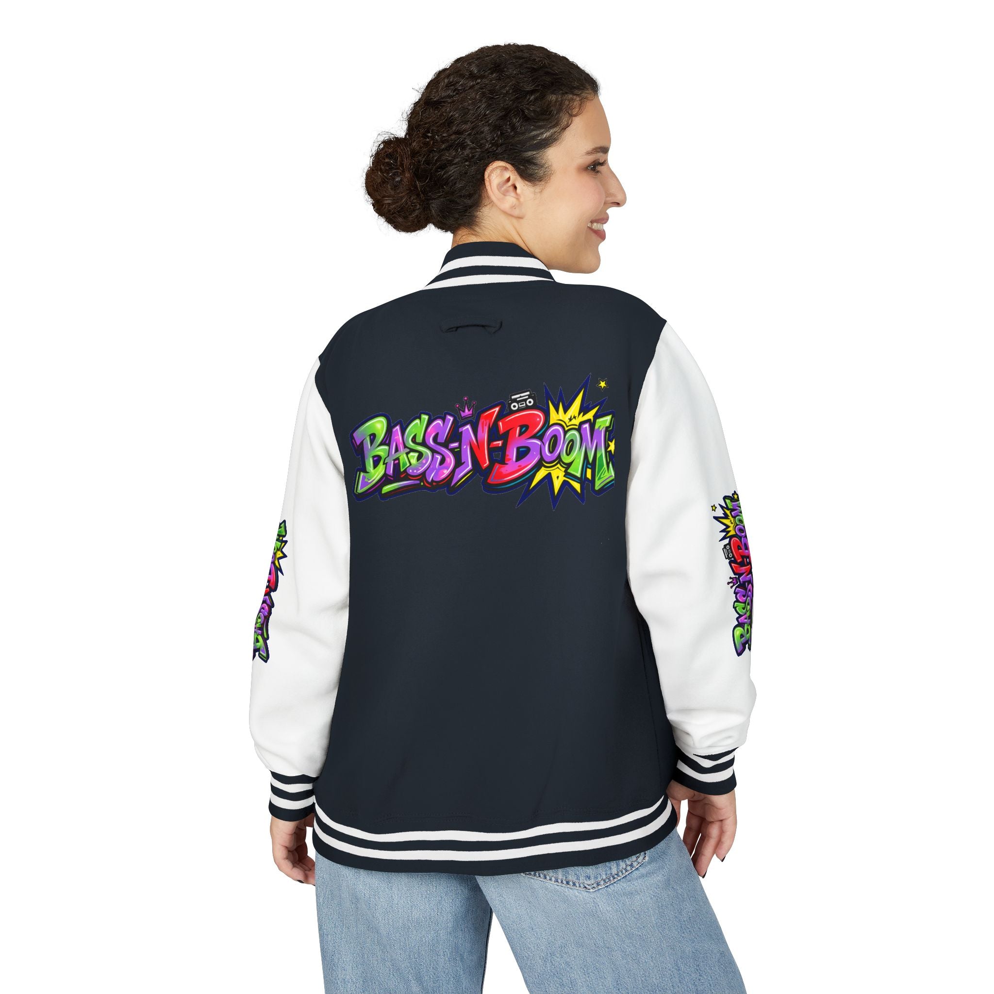 Letterman Jacket — 'Bass N Boom' Graffiti Bomber