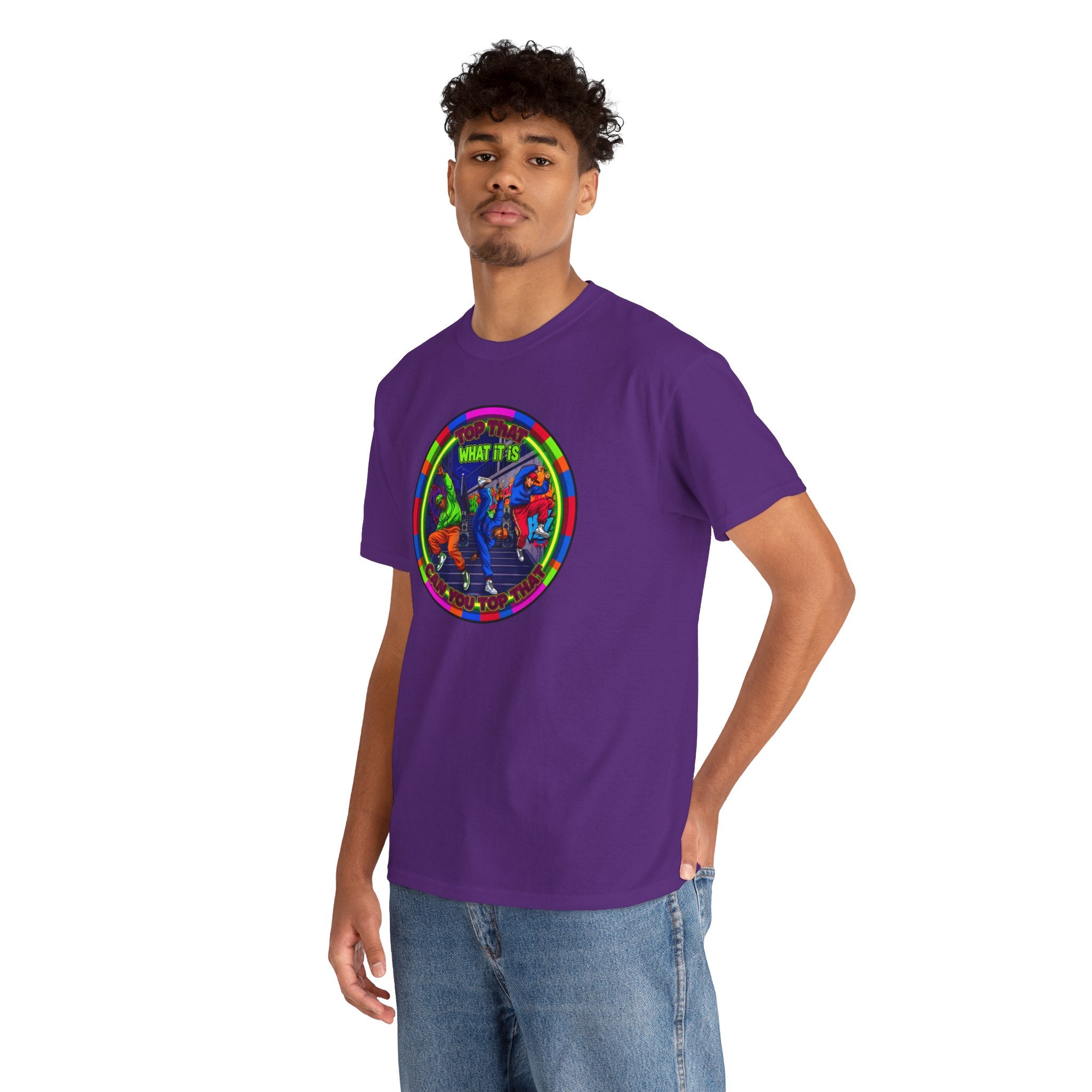 Dance Crew T-Shirt – "Top That What It Is" Retro Neon Graphic Tee