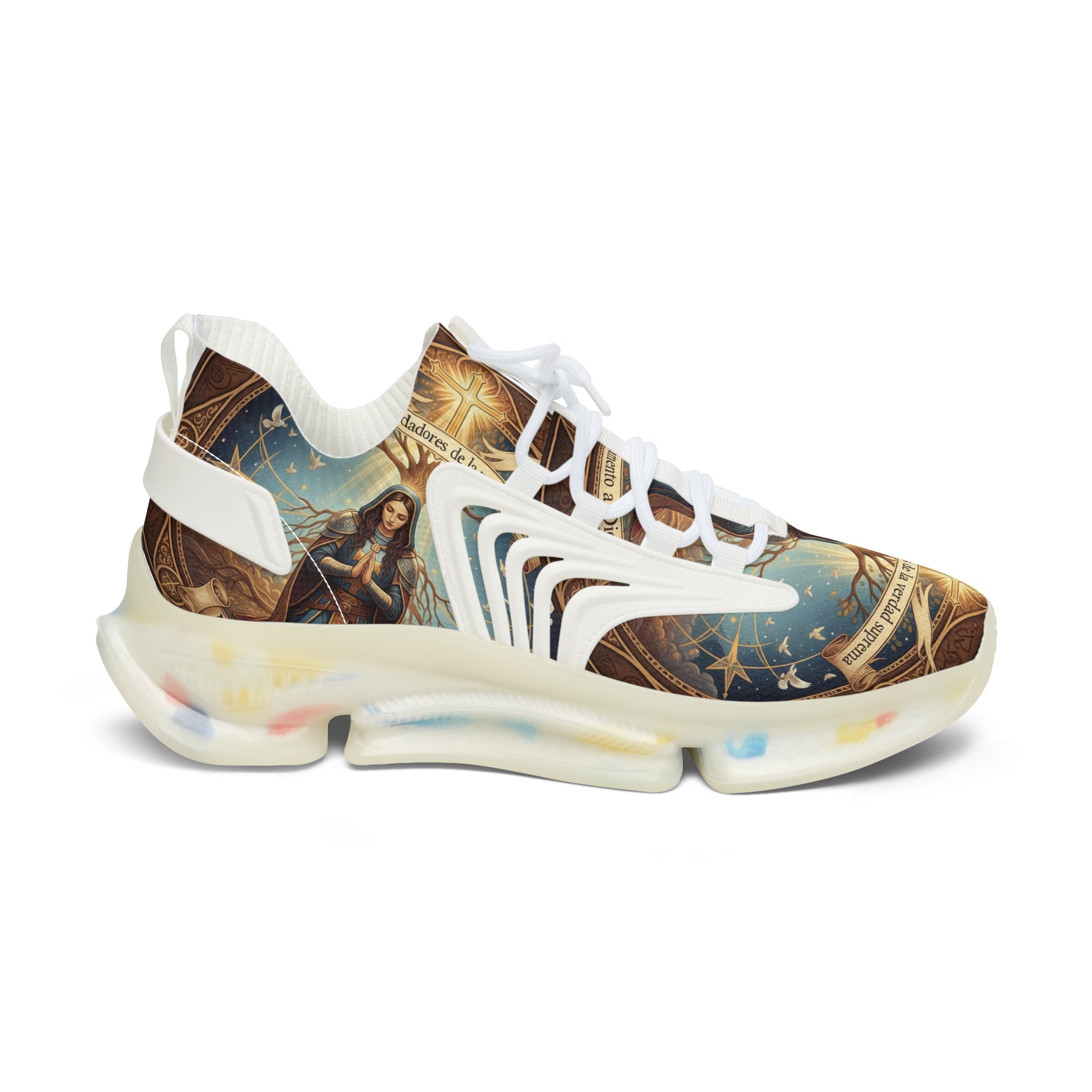 Women's Mesh Sneakers —" Buscadres y Fundadores De La Verdad Suprima"Inspirational Jesus Graphic Women’s Athletic Shoes