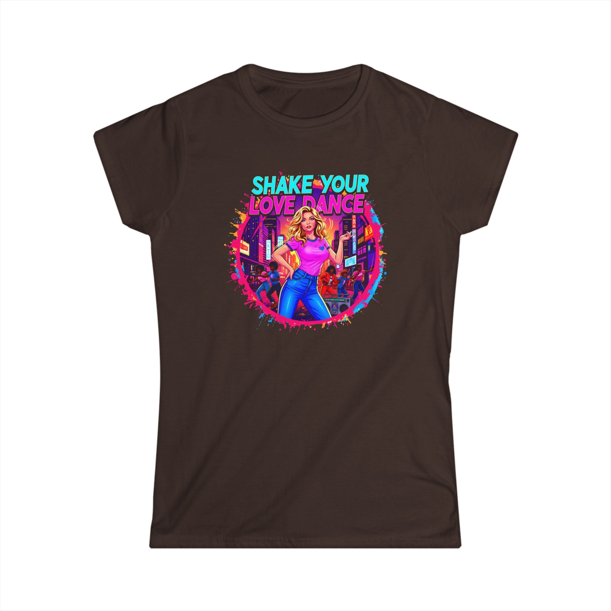 "Shake Your Love Dance" Women's T‑Shirt — Retro Dance Girl Graphic Tee