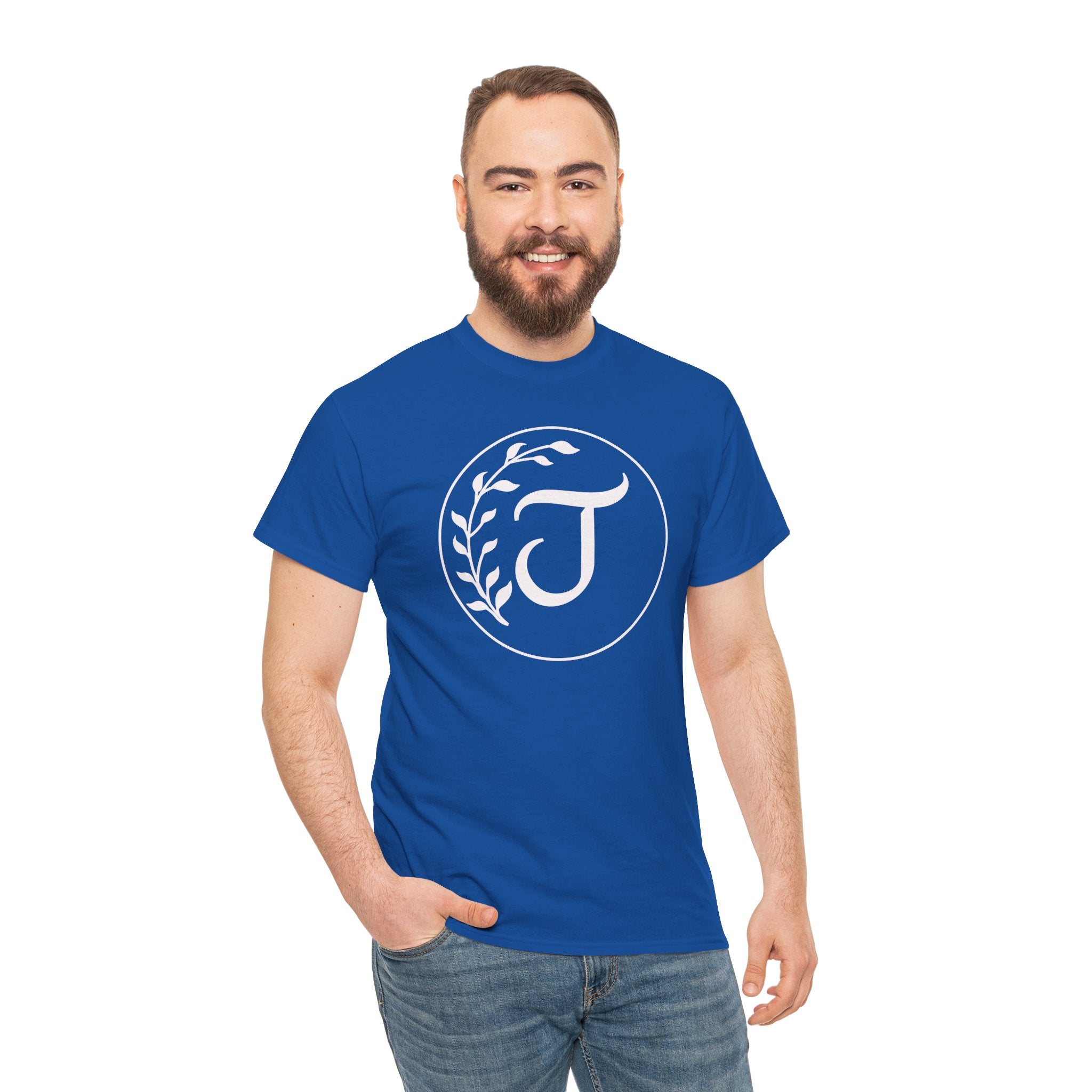White Tee with Subtle "Floral J " Jesus Christ "— Minimalist Japanese Character T-Shirt