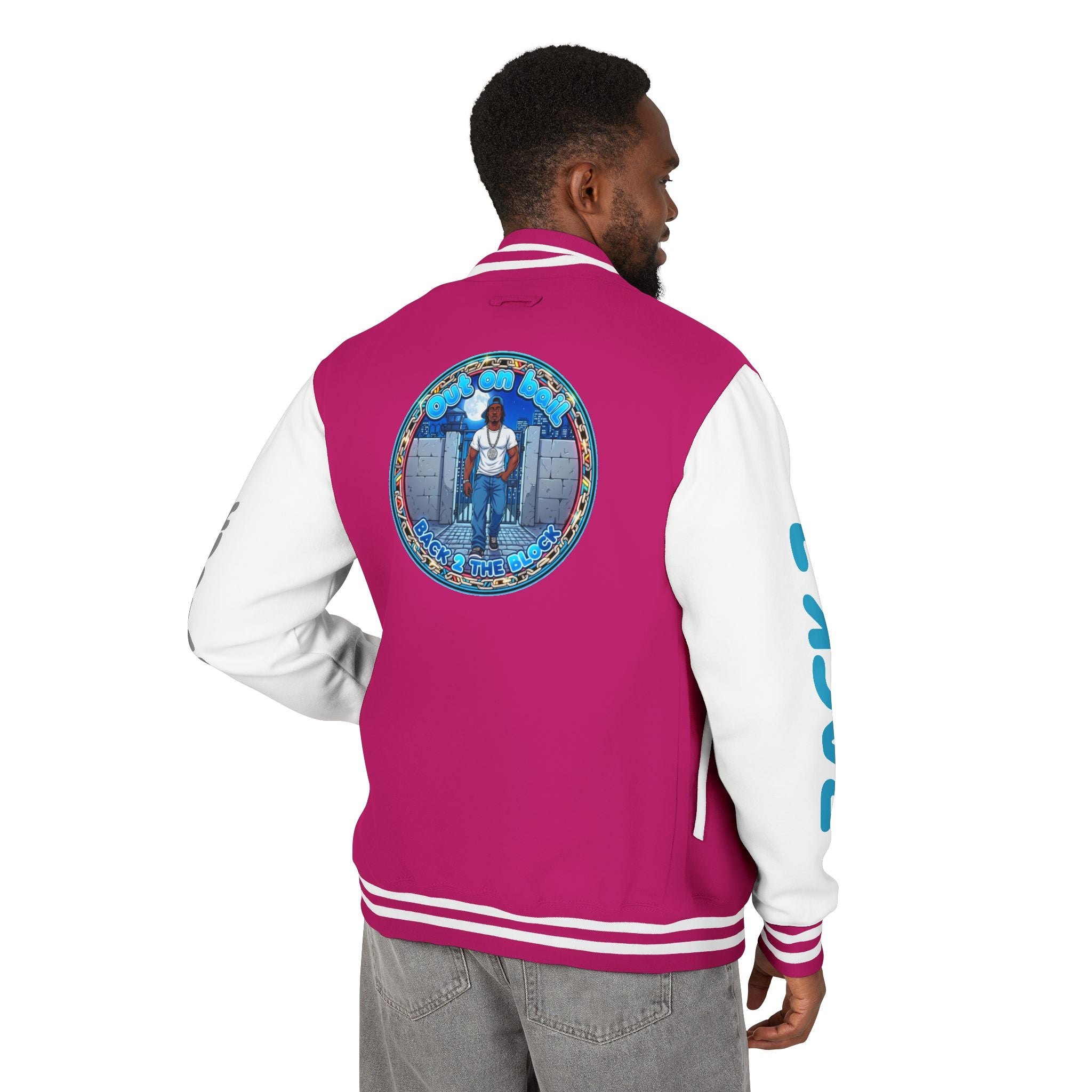 Letterman Jacket — 'Back 2 The Block' Retro Streetwear Patch Jacket