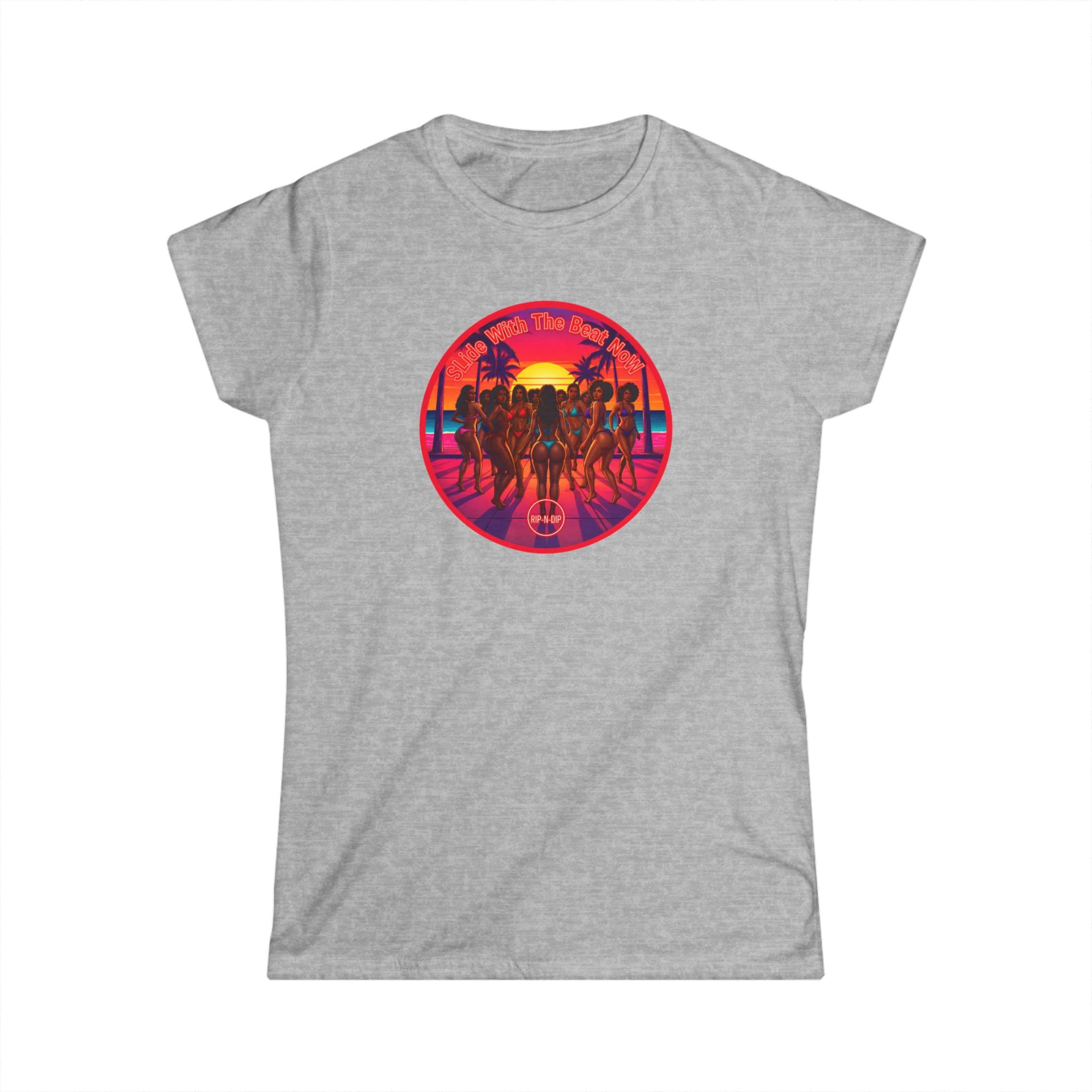 Women's Softstyle Tee — '' Slide With The Best Now" Classic White Crewneck T-Shirt