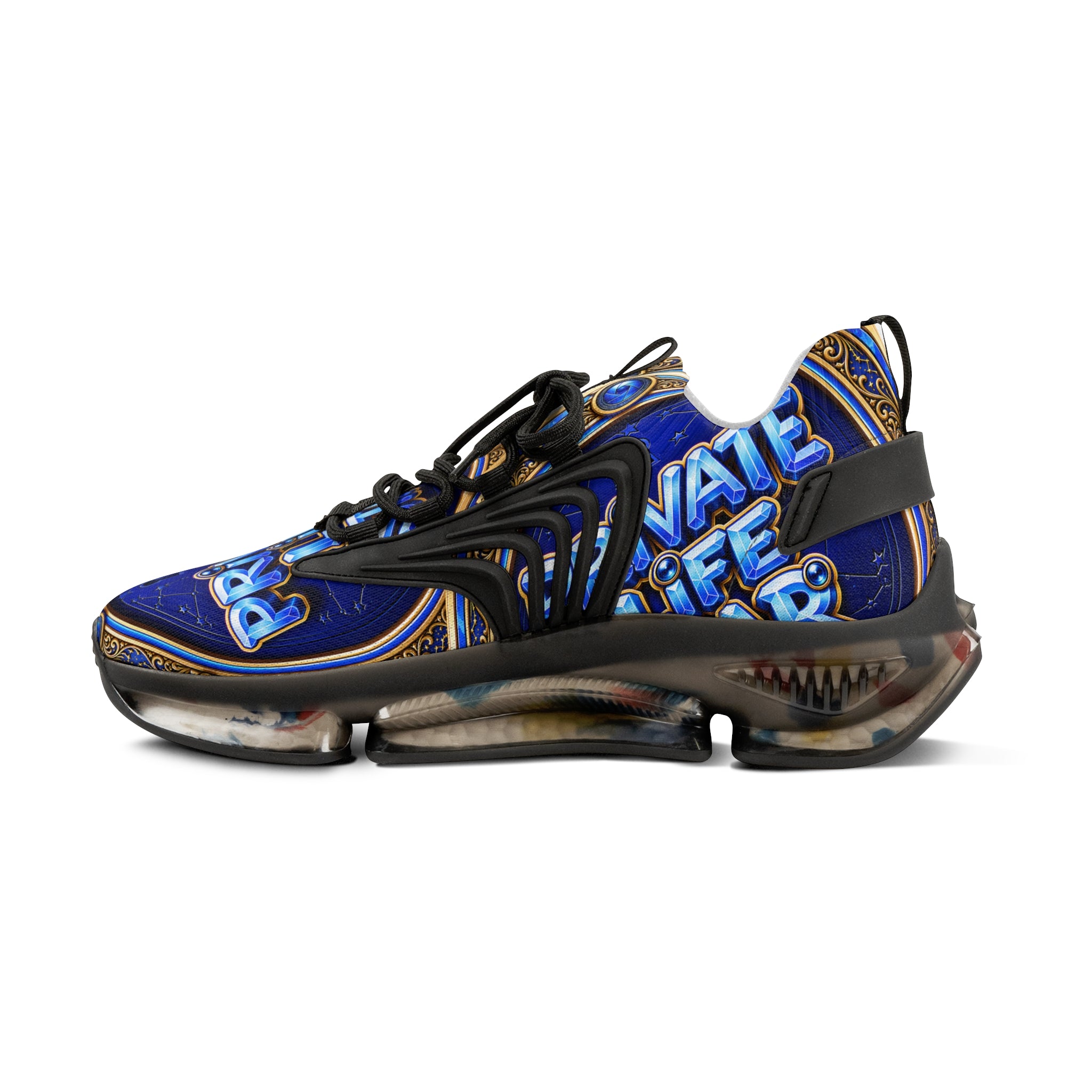 Mesh Sneakers — 'Private Life Style "Bold Blue Graphic Athletic Shoes