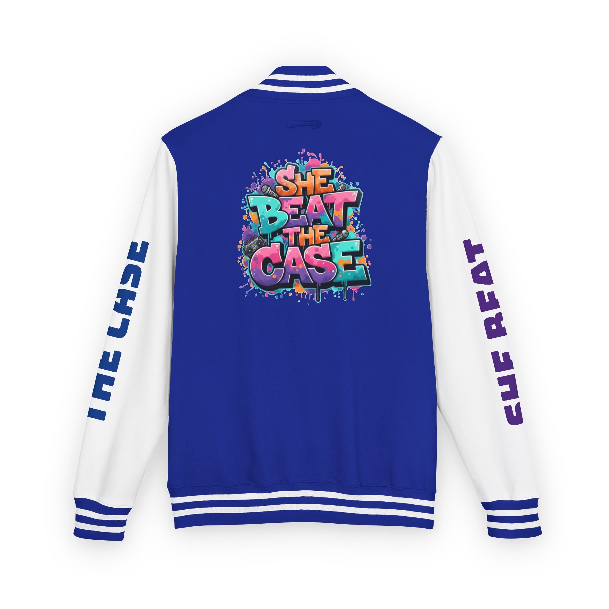 Letterman Jacket — “She Beat the Case” Colorful Graffiti Backprint