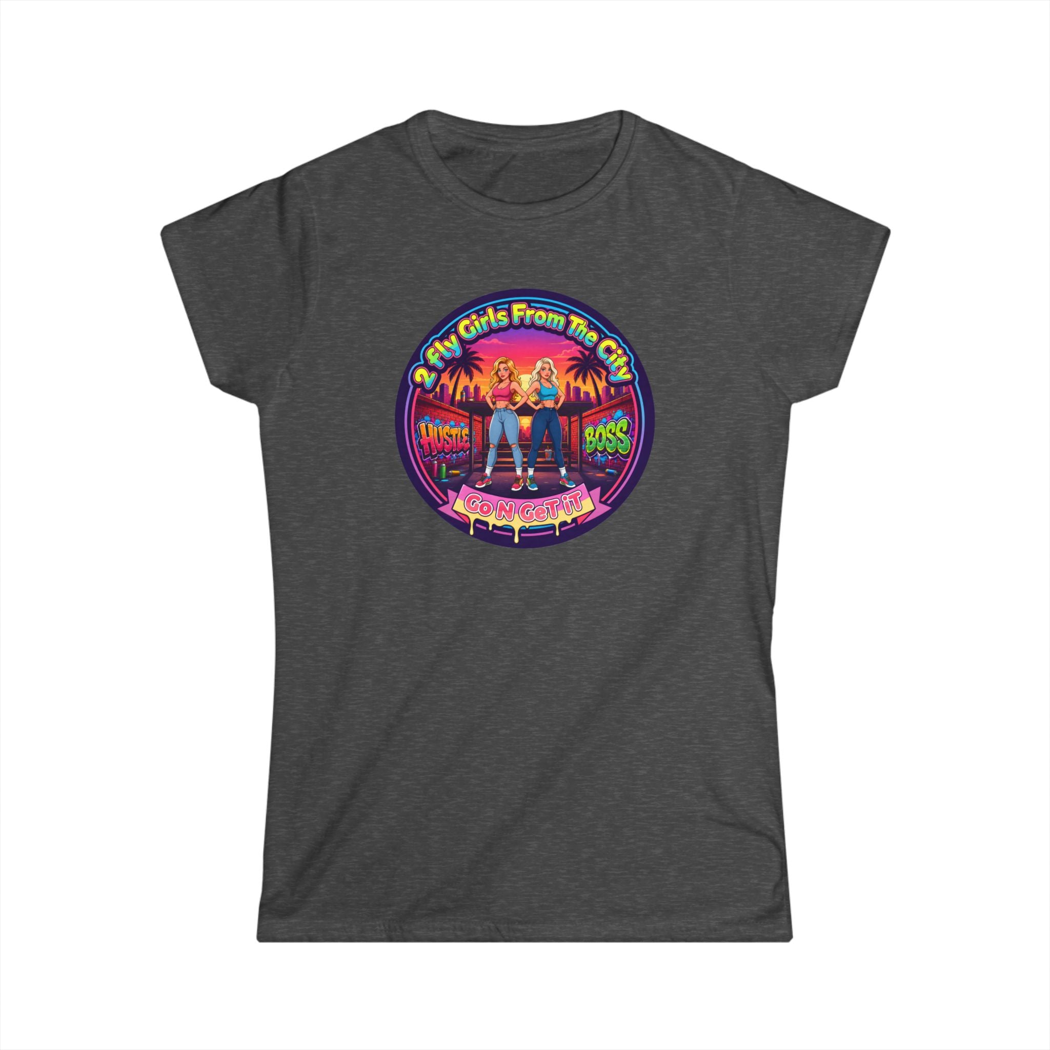 Retro '2 Fly Girls From The City"  Graphic Tee - 80s Sunset Rock Band Vibe