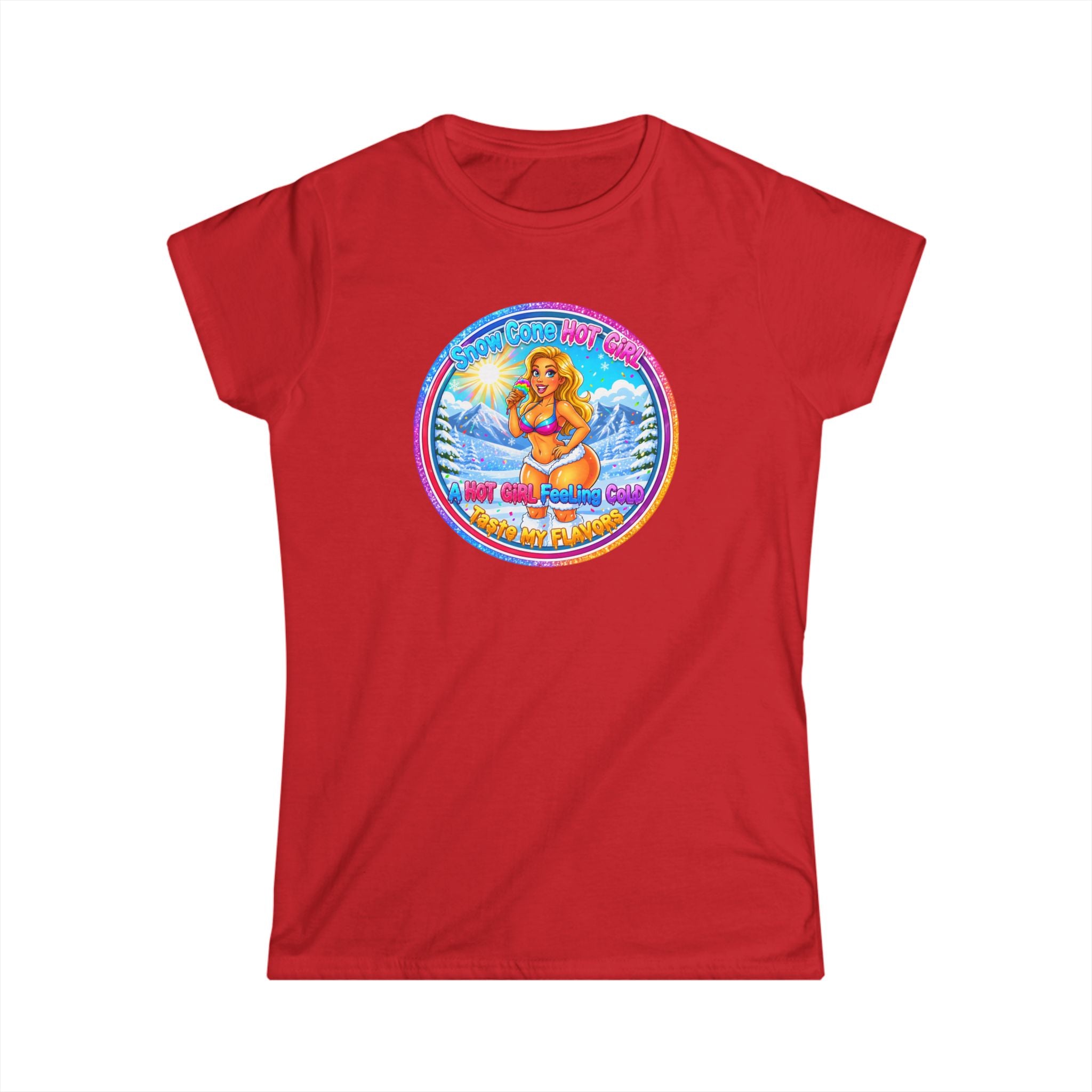 Retro Beach Pinup Tee — "Snow Cone Hot Girl" Women's T-Shirt