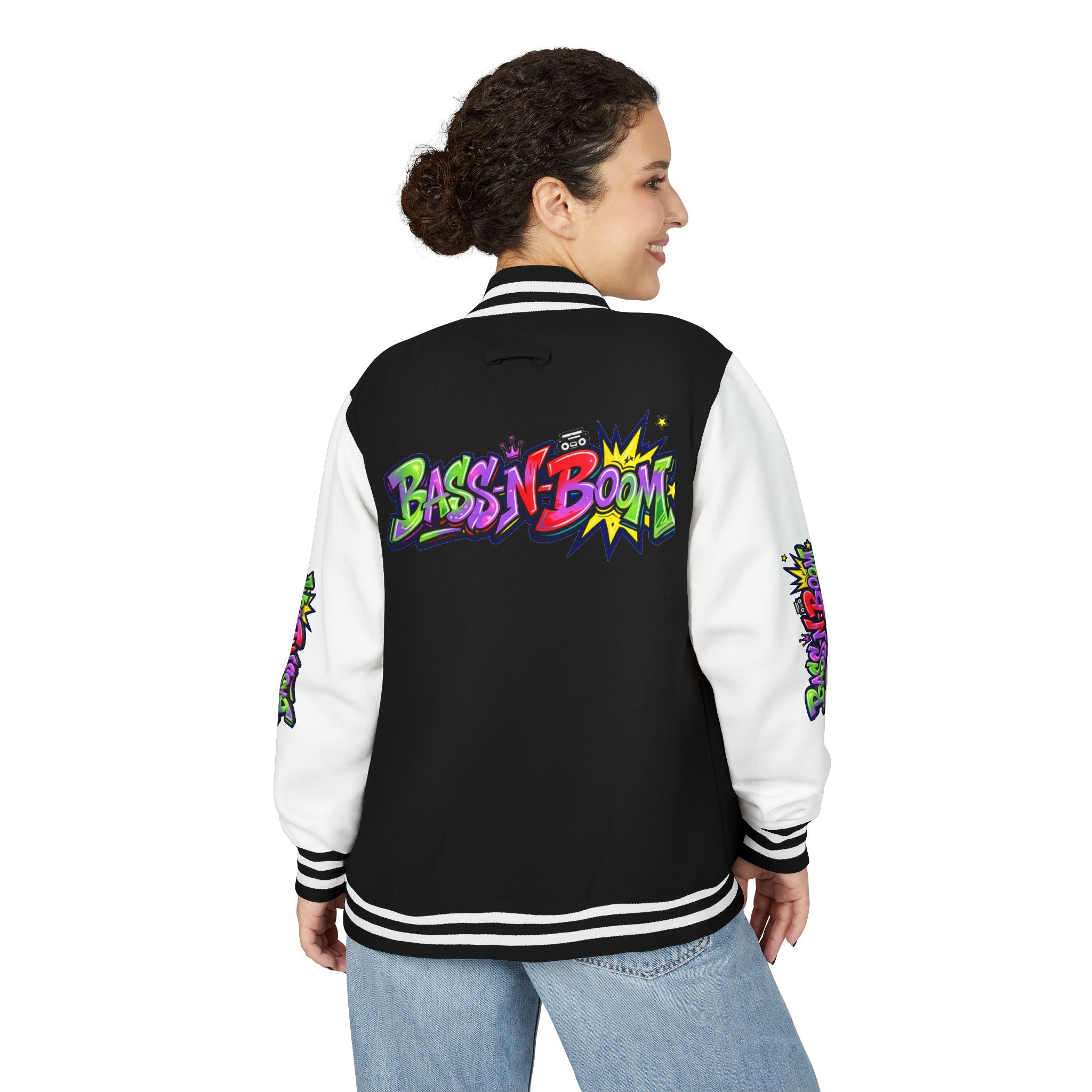 Letterman Jacket — 'Bass N Boom' Graffiti Bomber