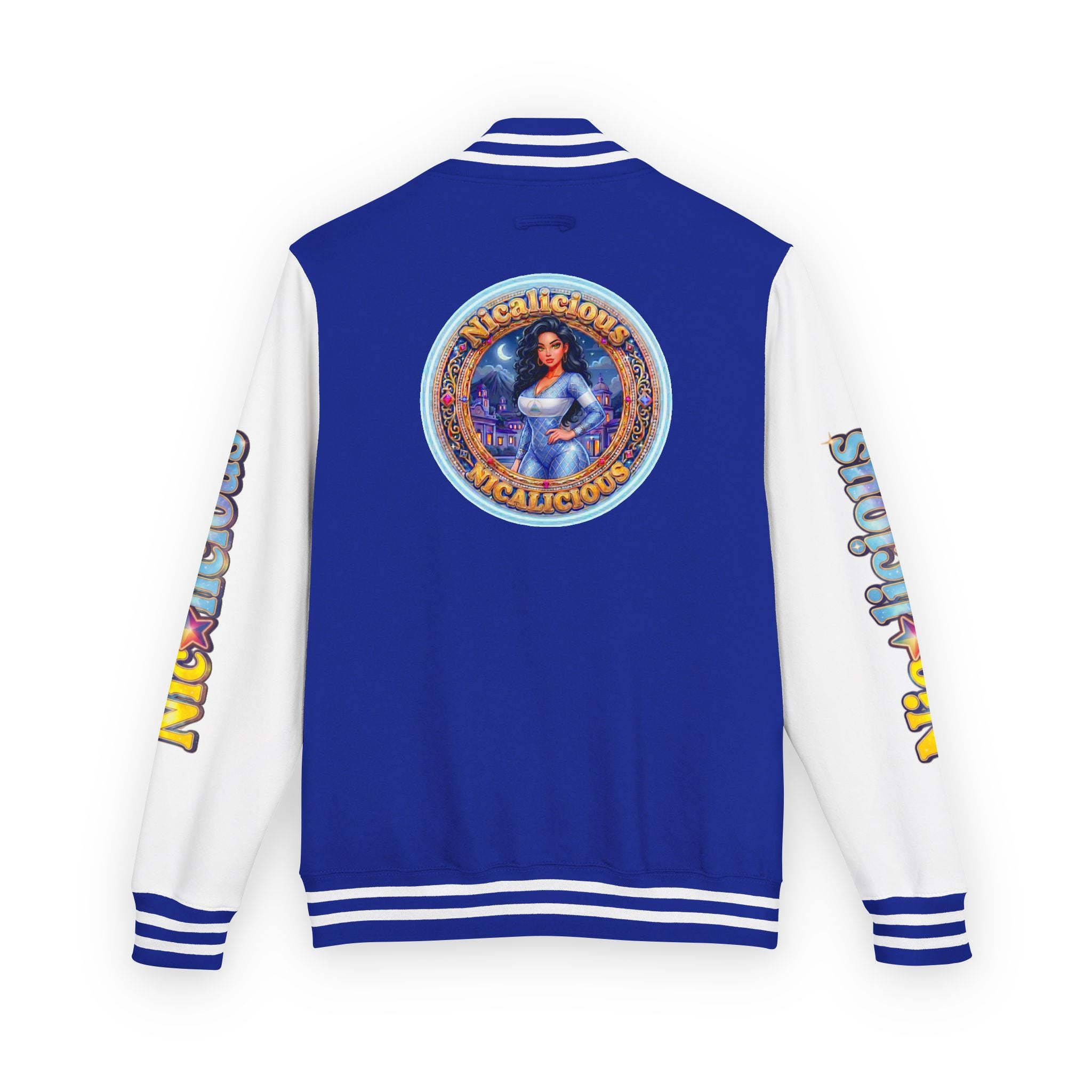 Letterman Jacket — 'Nicalicious' Graphic Varsity Jacket with Retro Badge
