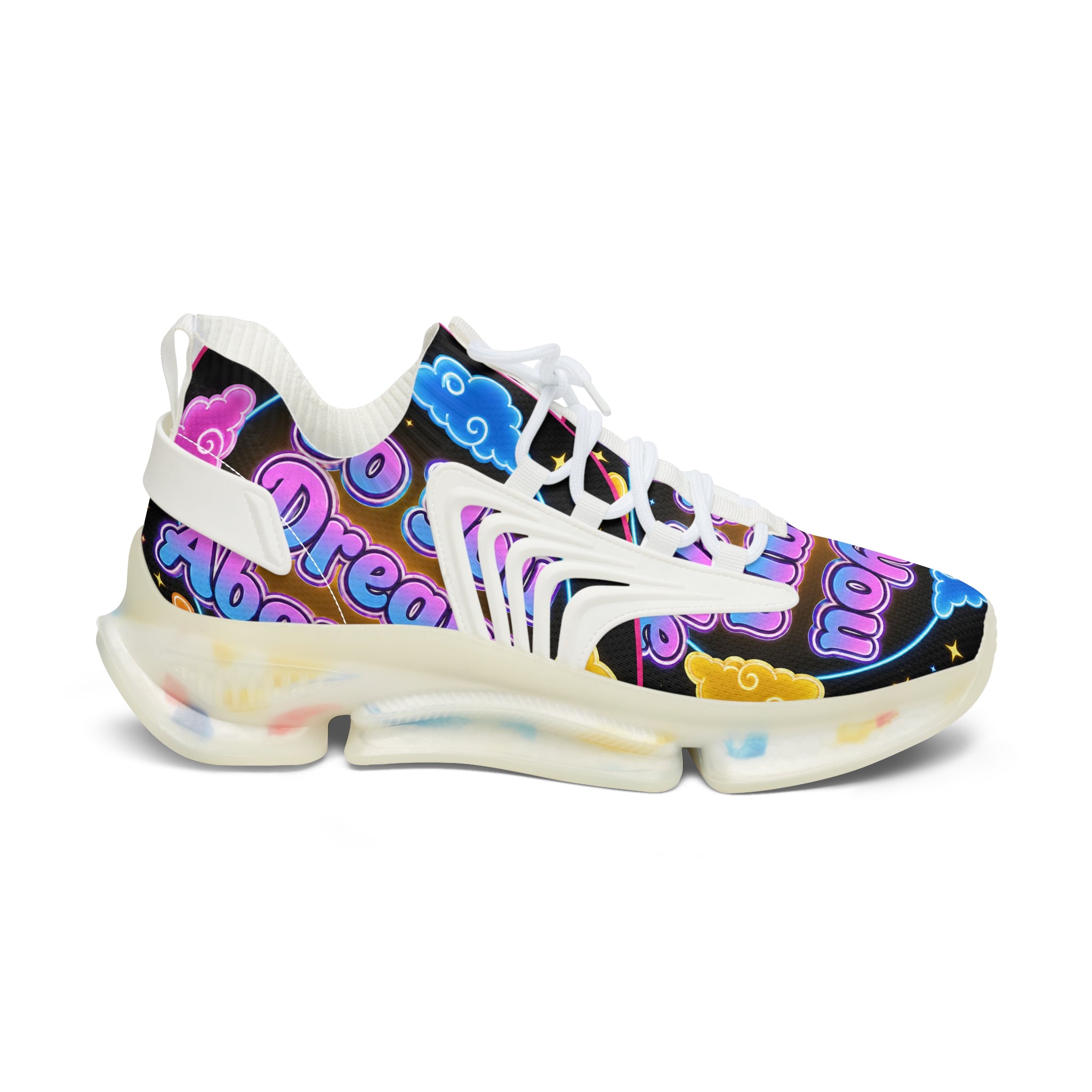 Mesh Sneakers — "Do You Dream Bout Me" Colorful Cloud Graphic