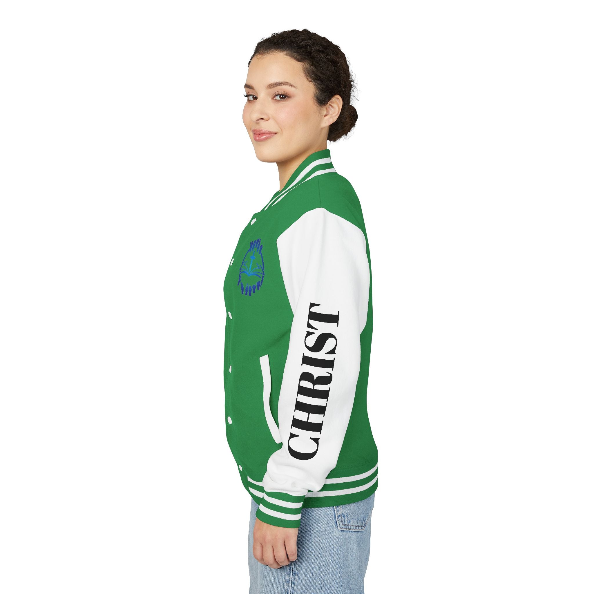 Christian Cross Letterman Jacket — Faith Crewneck Varsity Jacket