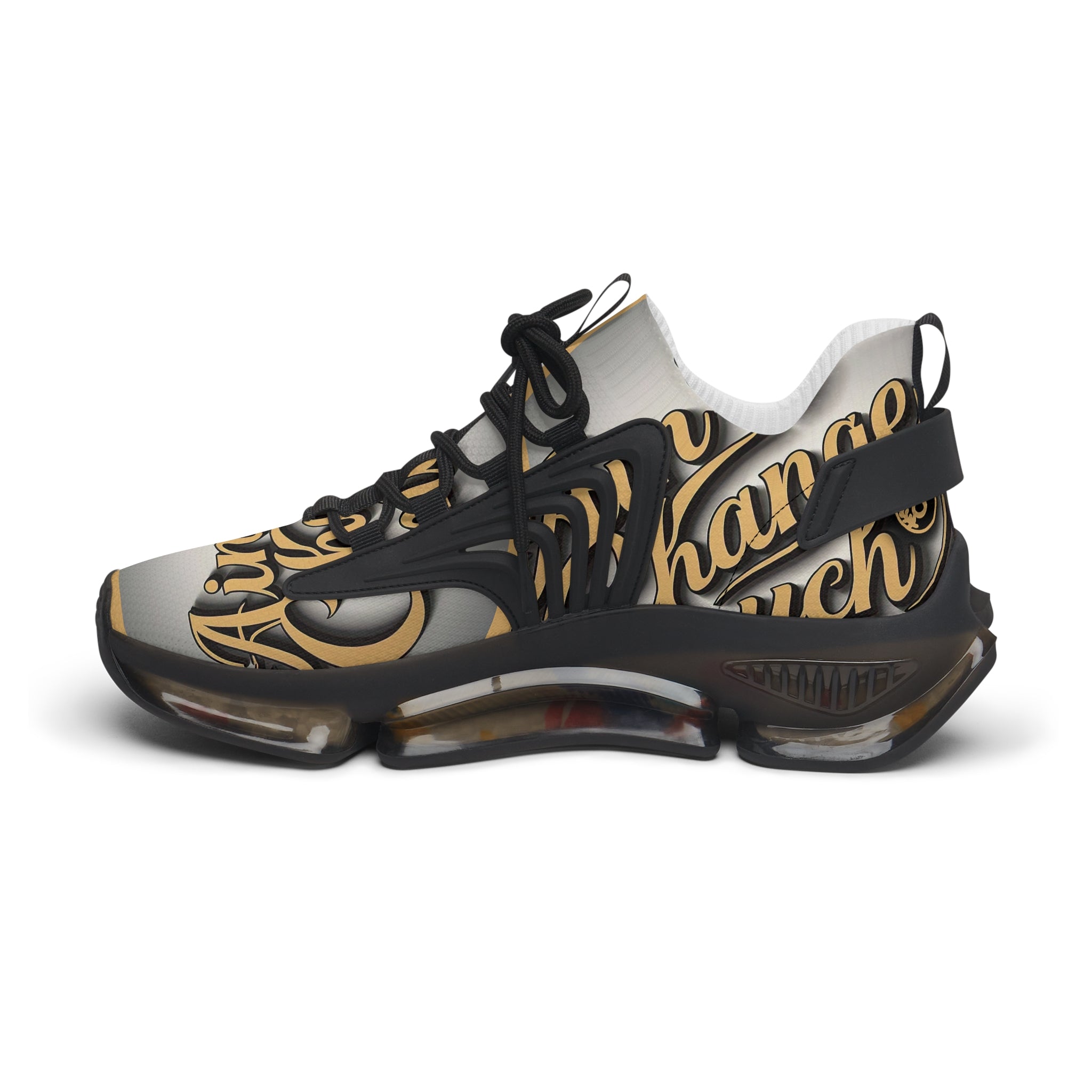 Women’s Mesh Sneakers — "Ain't  Change Much "Cream Script Logo Athletic Shoes