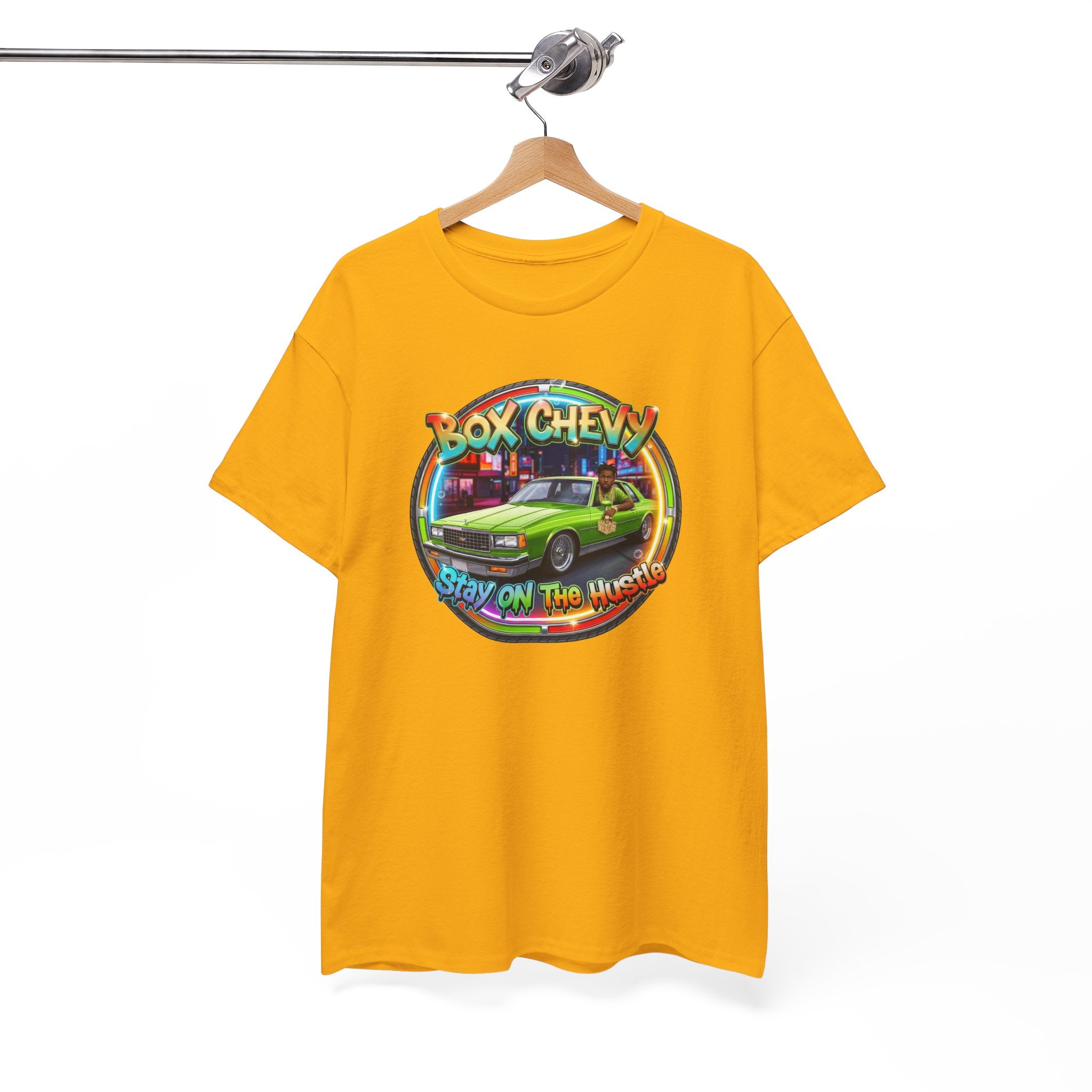 Vintage Chevy Truck Tee — "Box Chevy Stay On The Hustle" Retro Car Graphic Shirt