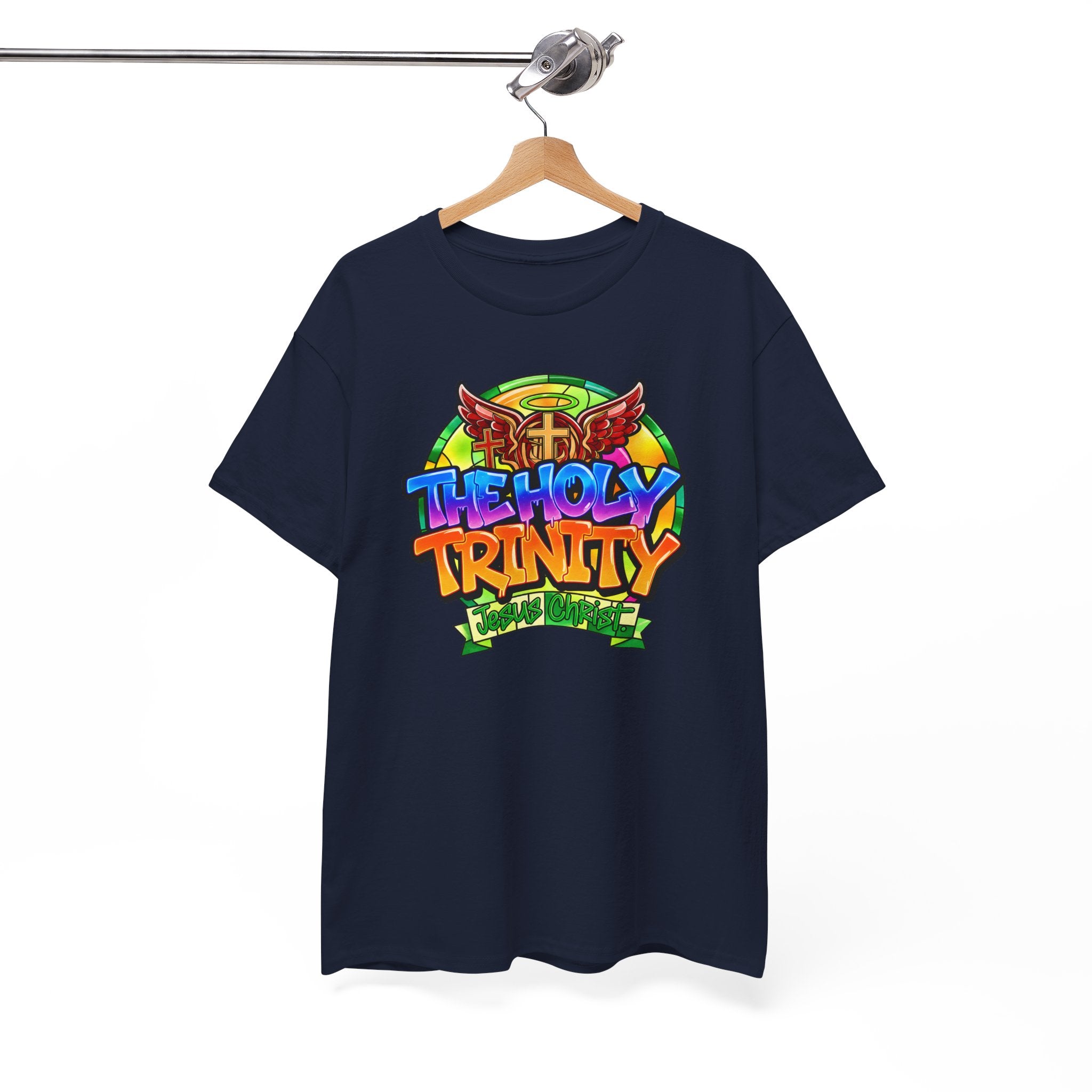 Holy Trinity Graphic Tee — Colorful Faith-Inspired Streetwear T-Shirt