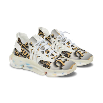 Women’s Mesh Sneakers — "Ain't  Change Much "Cream Script Logo Athletic Shoes