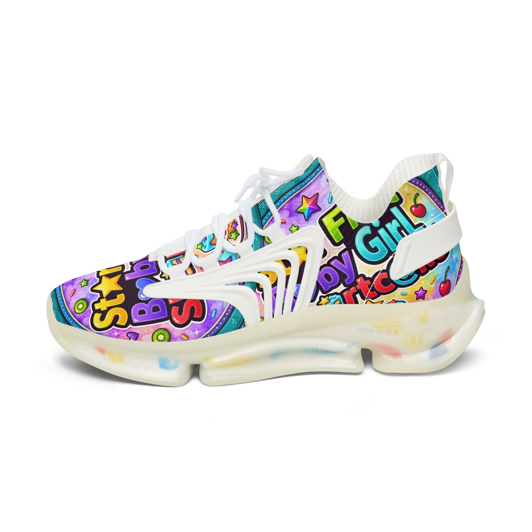 Colorful Graffiti Mesh Sneakers – 'Star Fruit Baby Shortcake' Graphic Women's Athletic Shoes