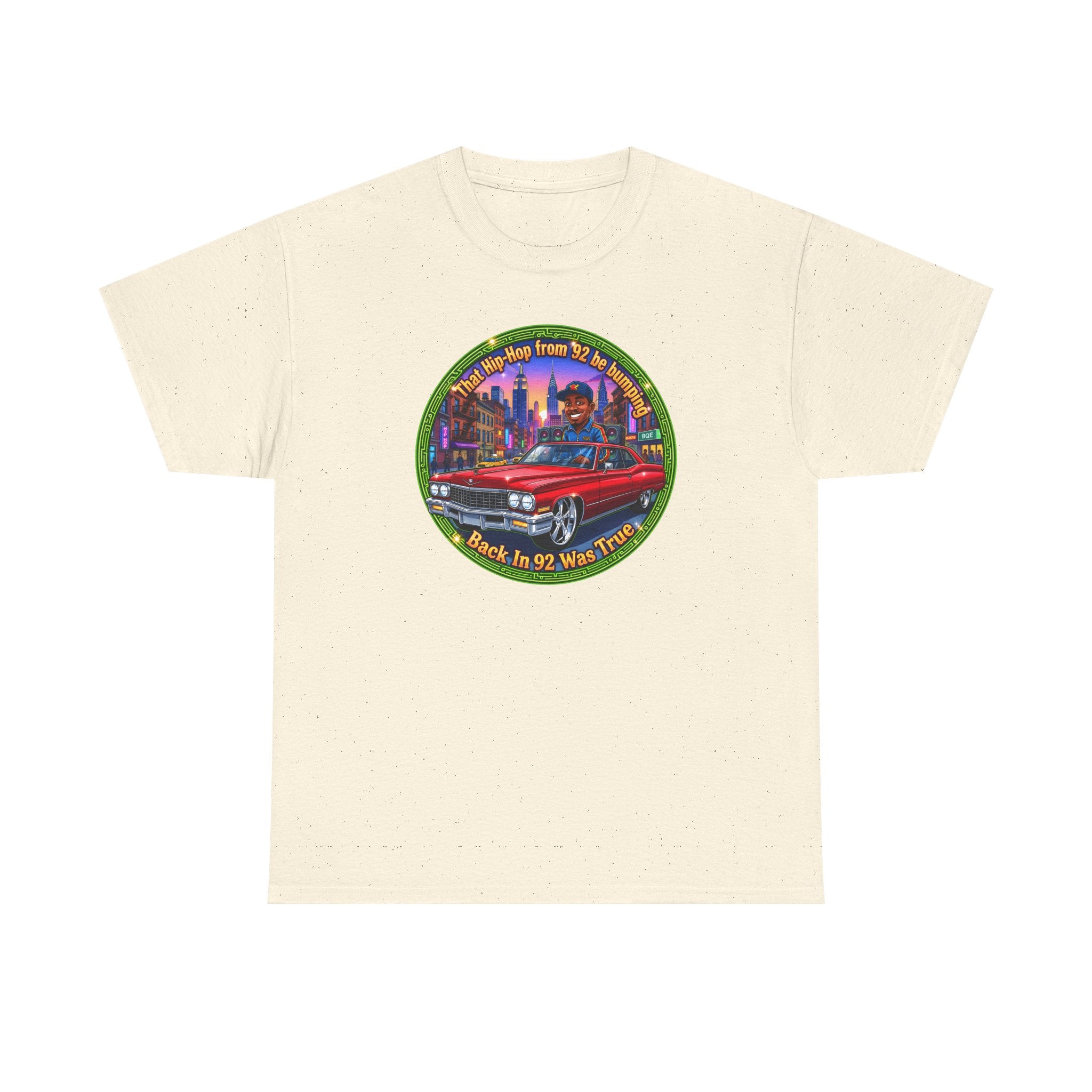 Vintage Red Convertible T-Shirt – “That Hip-hop From 92 Be Bumping" Retro City Cruise Tee