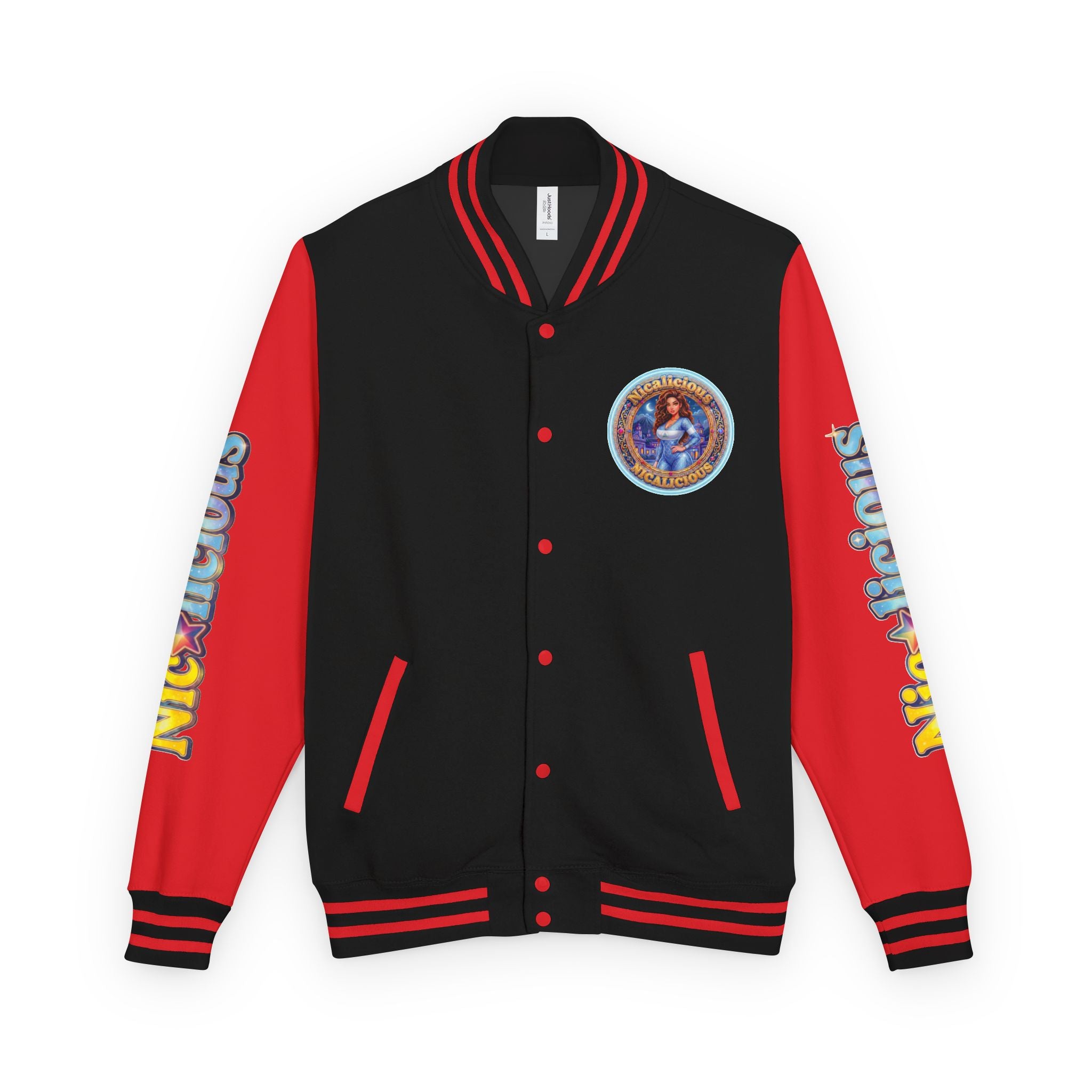 "Nicalicious" Letterman Jacket - Retro Pinup Graphic Varsity Bomber