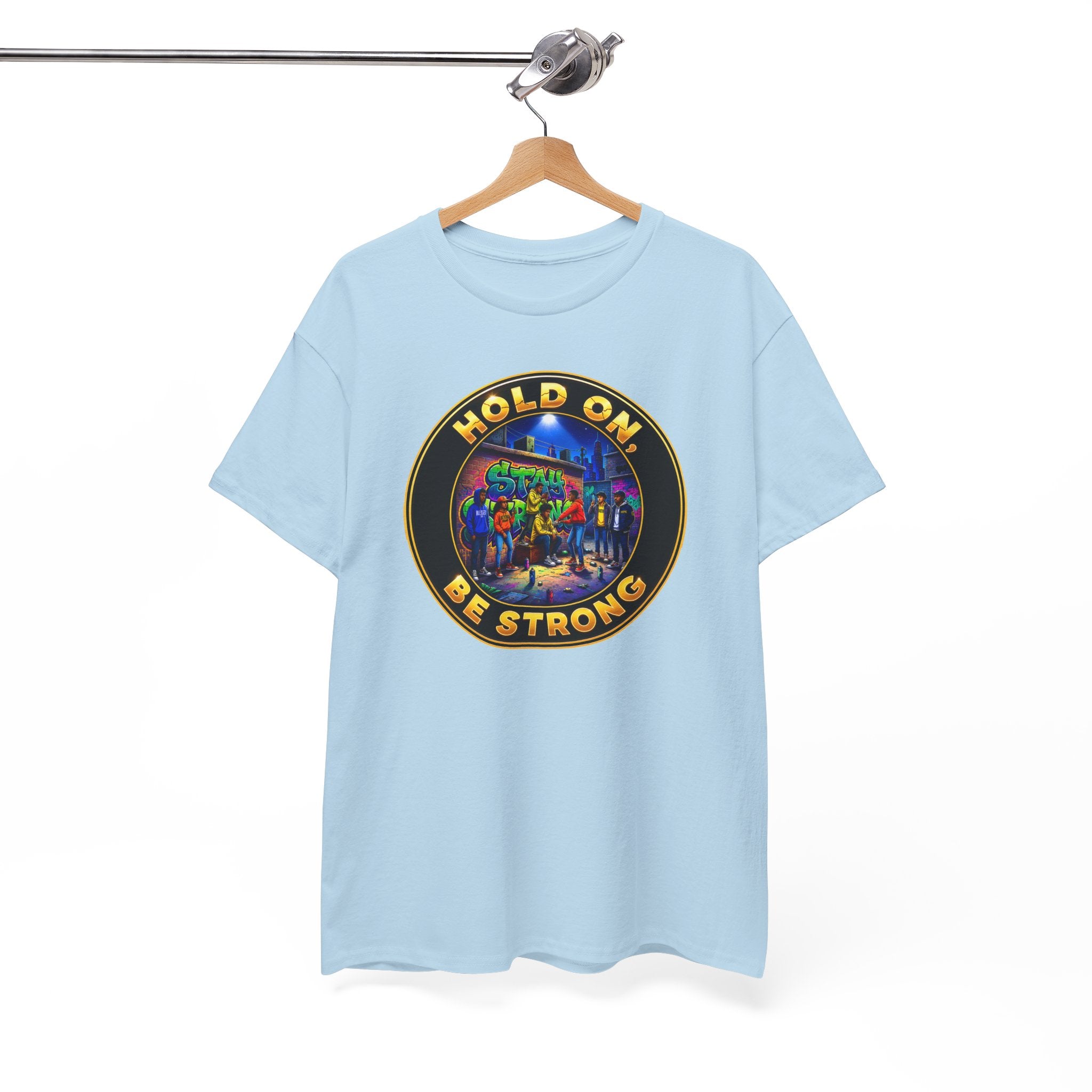 T-Shirt — 'Hold On Be Strong' Inspirational Retro Circle Graphic Tee