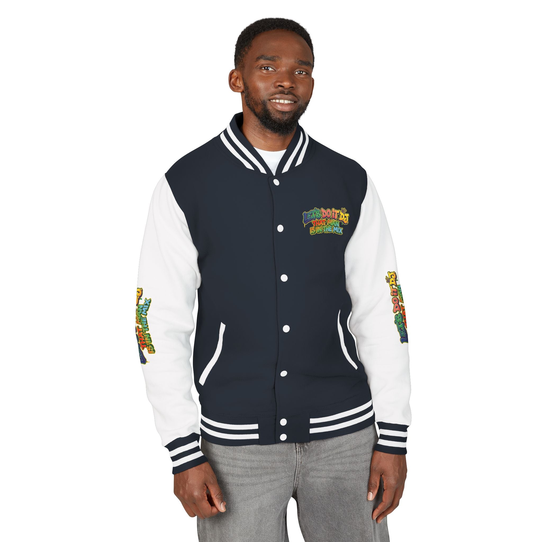 Letterman Jacket — 'Let's Do It' DJ Graphic Varsity Jacket