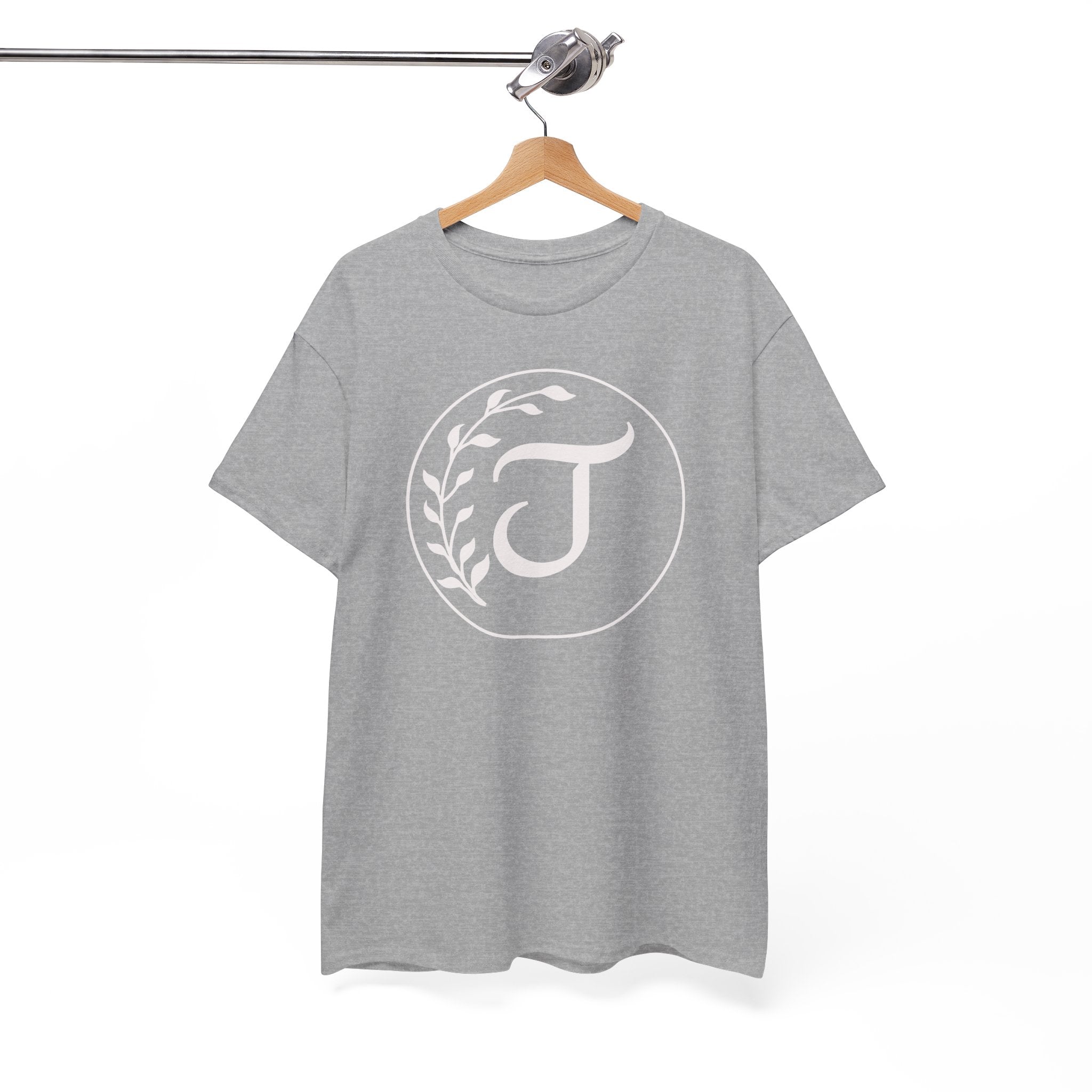 White Tee with Subtle "Floral J " Jesus Christ "— Minimalist Japanese Character T-Shirt