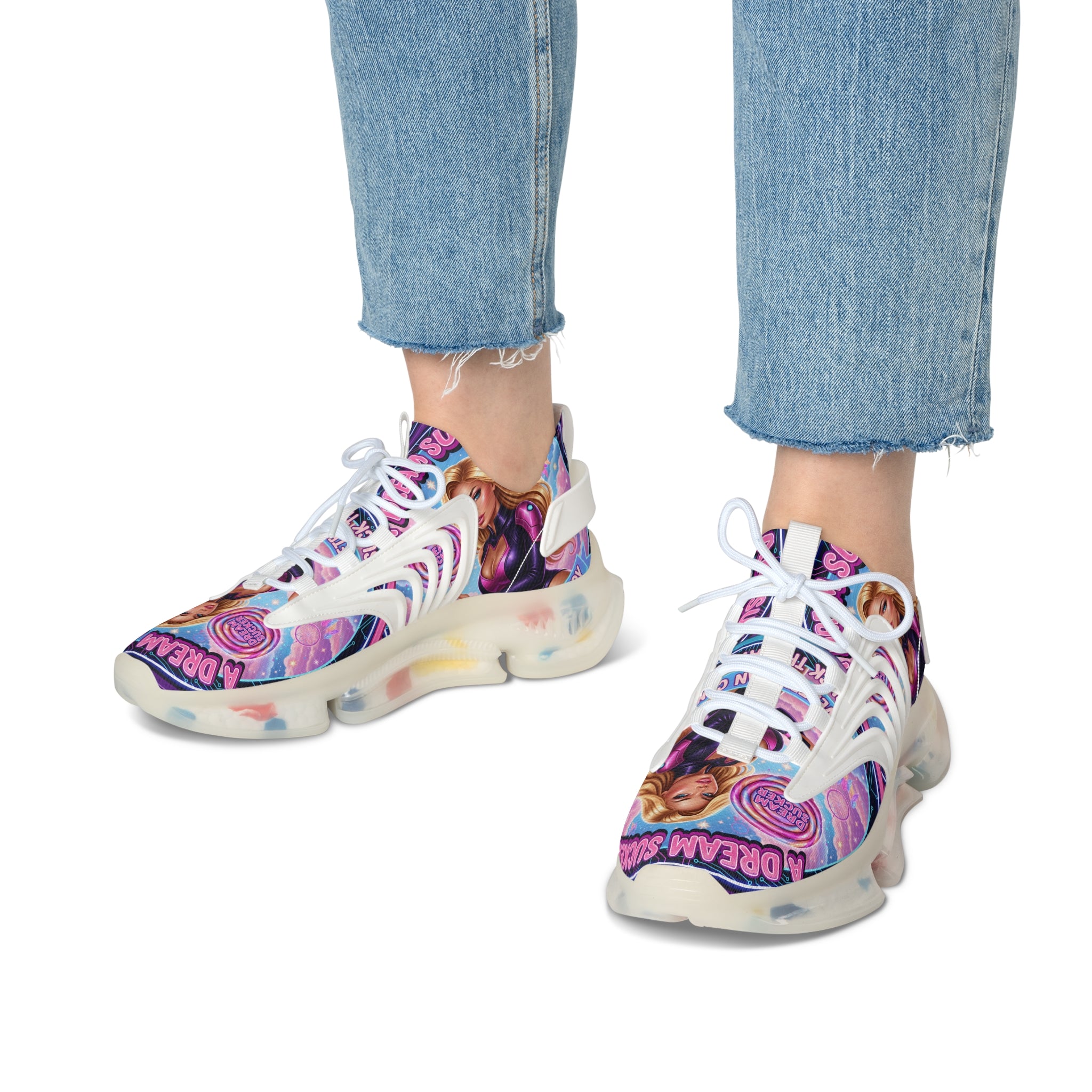 Women's Mesh Sneakers — Colorful Pop-Art 'A Dream Sucker' Graphic Athletic Shoes